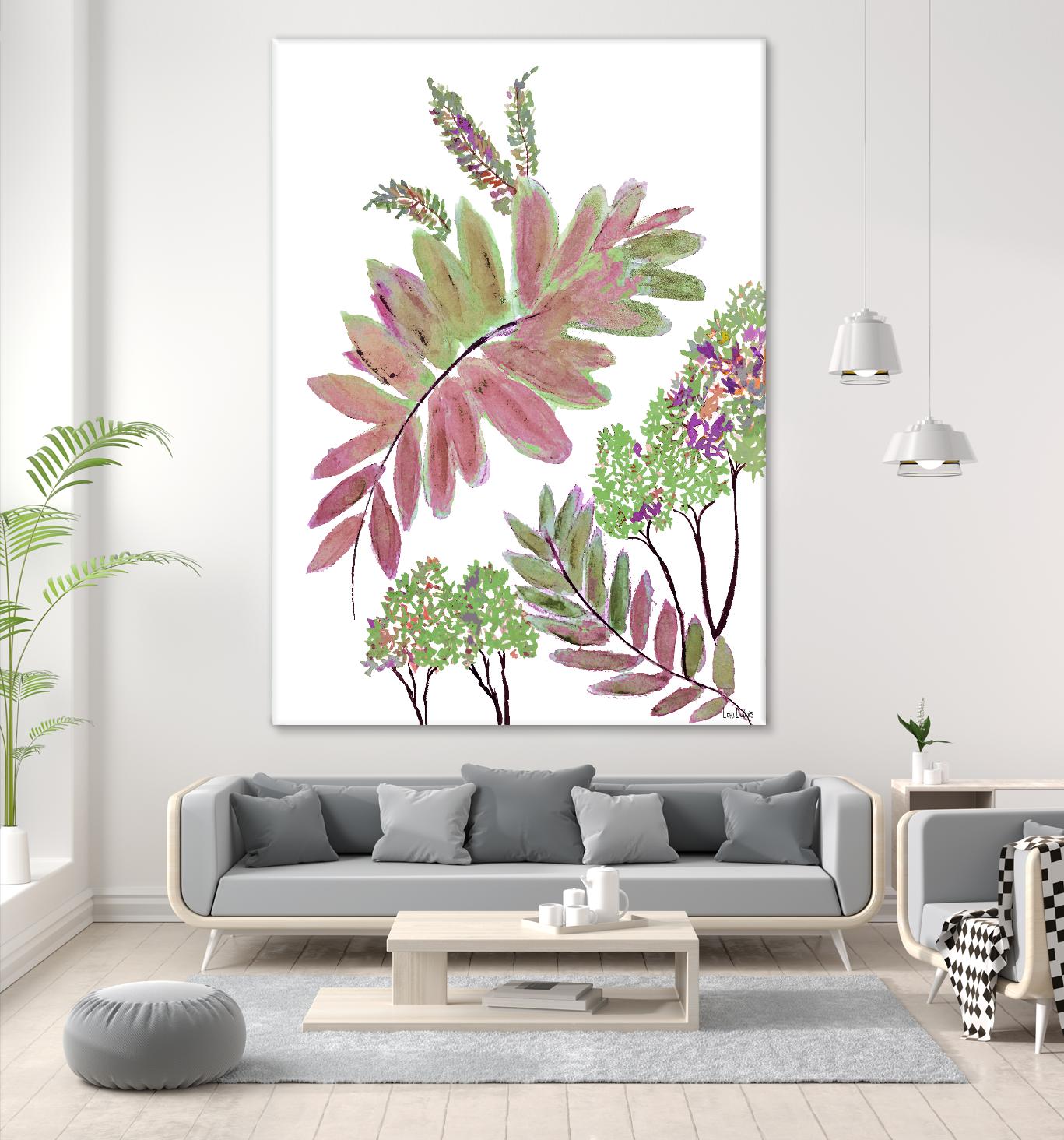 Mimosa - Magenta - 13 by Lori Dubois on GIANT ART - pink botanical leaves