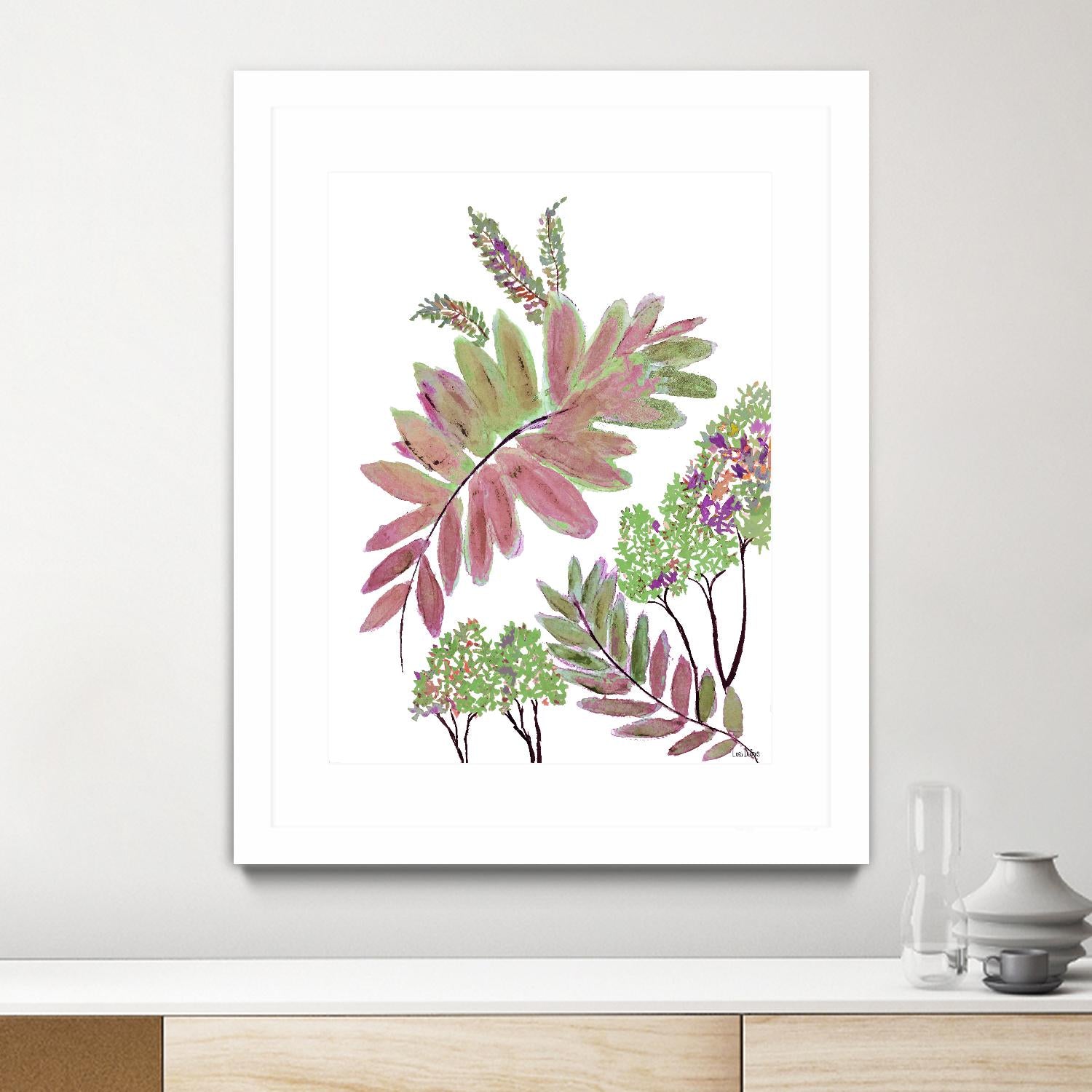 Mimosa - Magenta - 13 by Lori Dubois on GIANT ART - pink botanical leaves