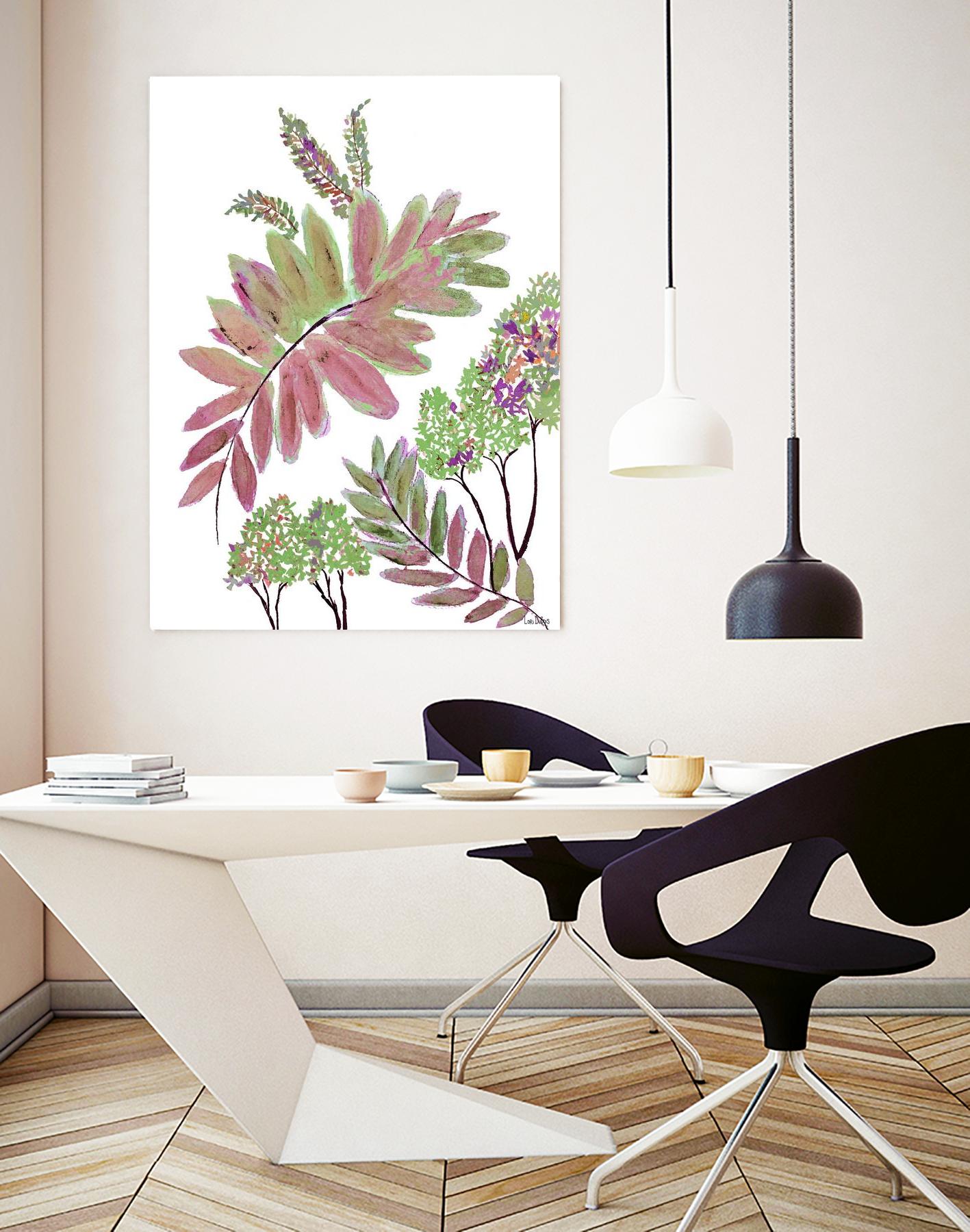 Mimosa - Magenta - 13 by Lori Dubois on GIANT ART - pink botanical leaves