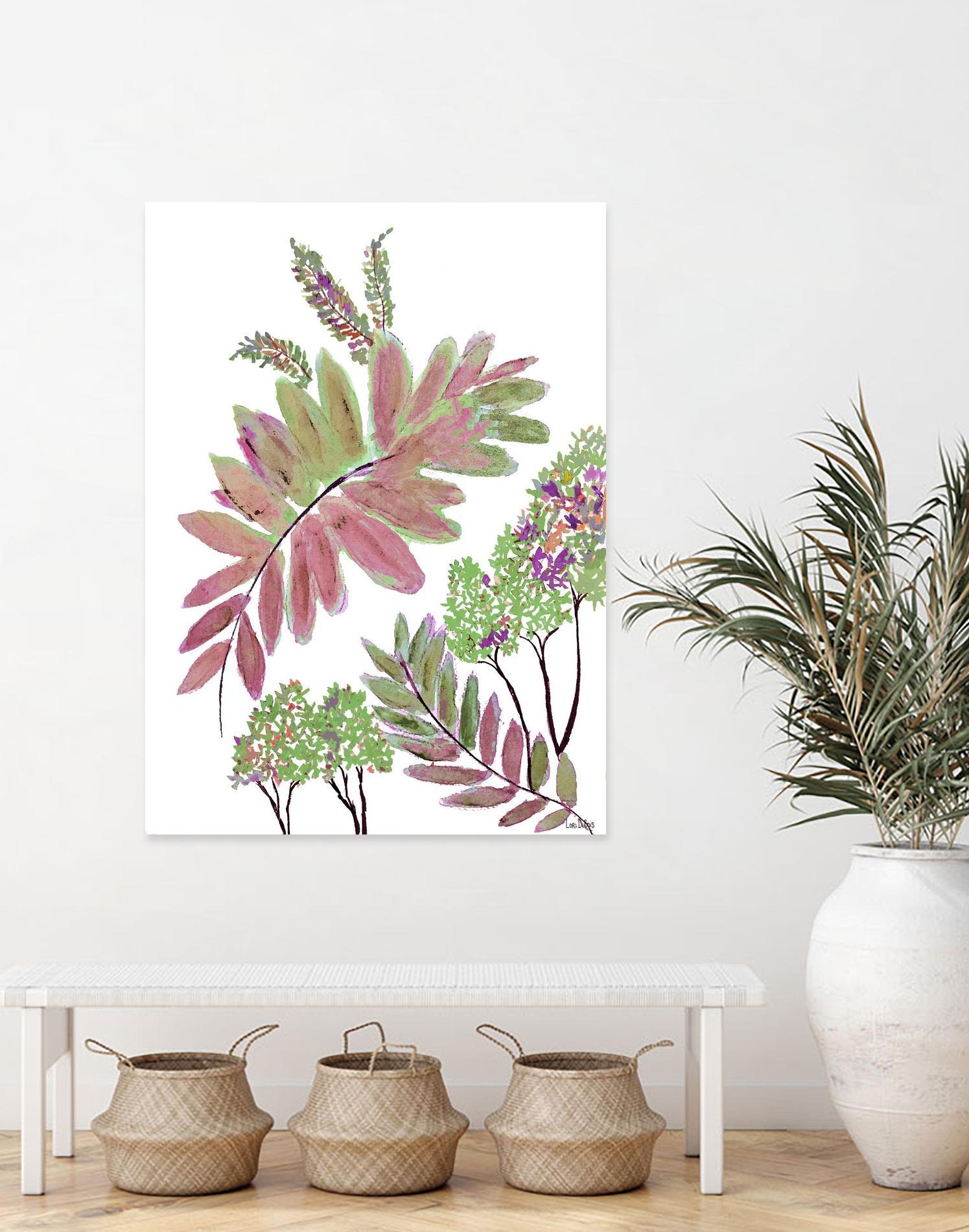 Mimosa - Magenta - 13 by Lori Dubois on GIANT ART - pink botanical leaves