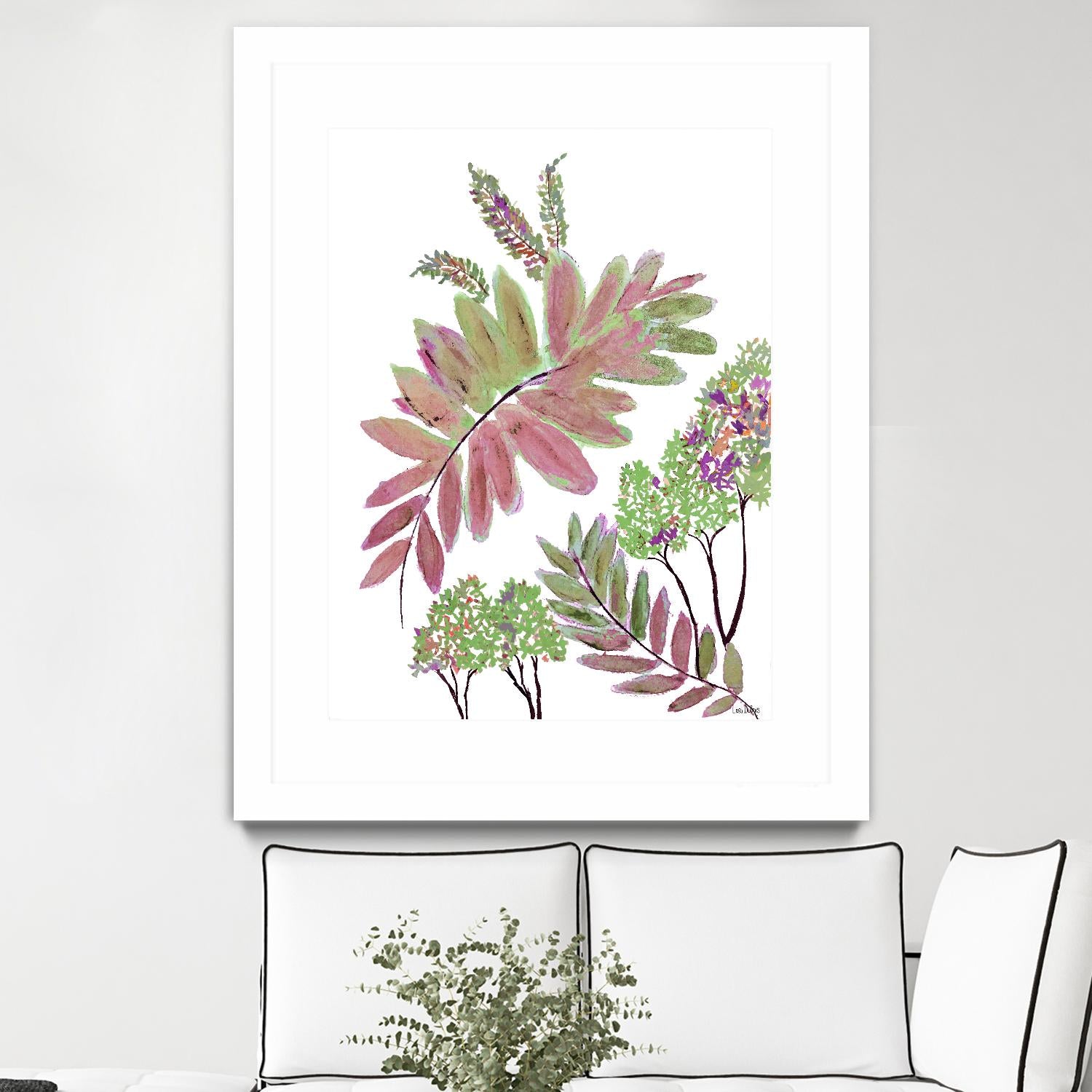 Mimosa - Magenta - 13 by Lori Dubois on GIANT ART - pink botanical leaves