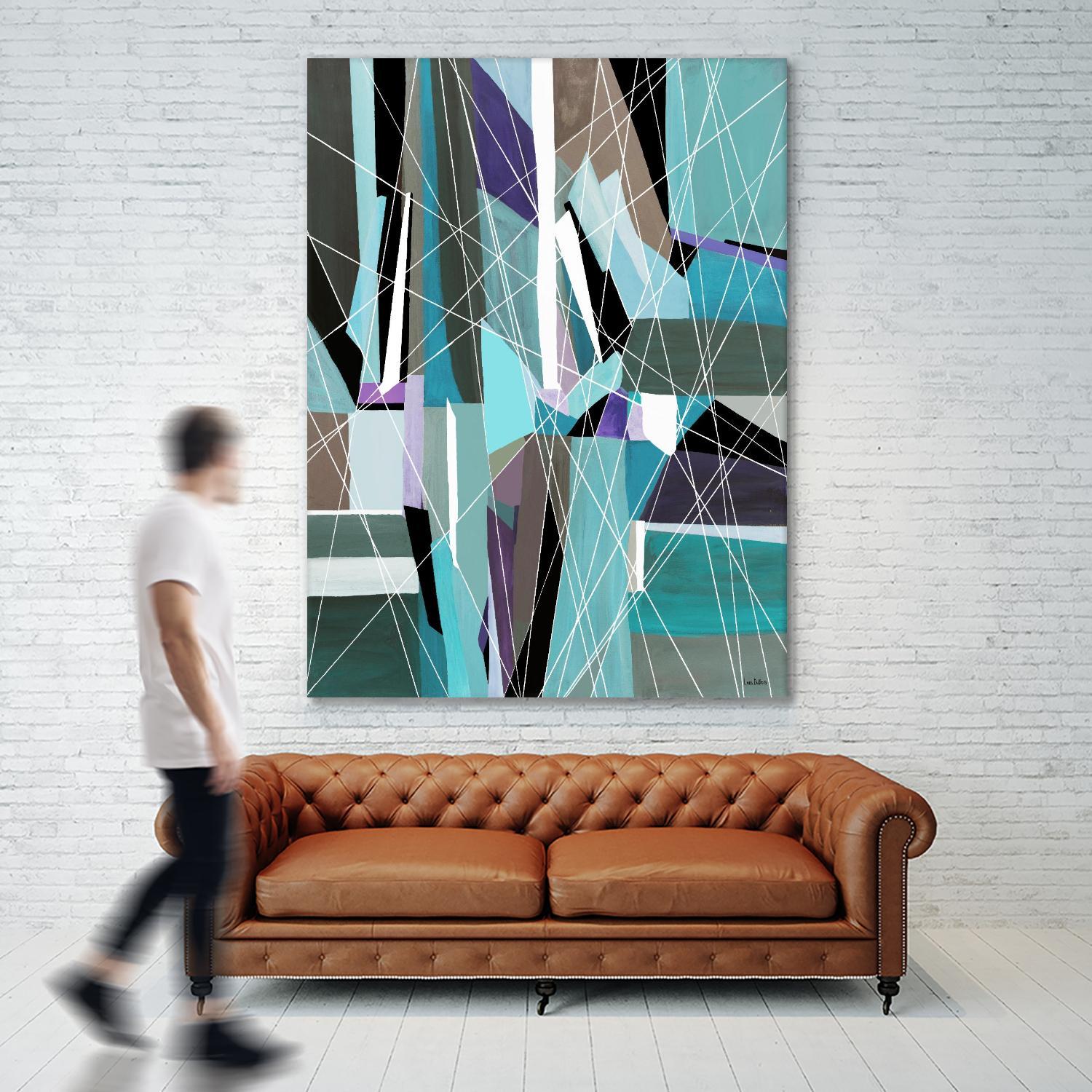 AquaGlass by Lori Dubois on GIANT ART - aqua linear black & white