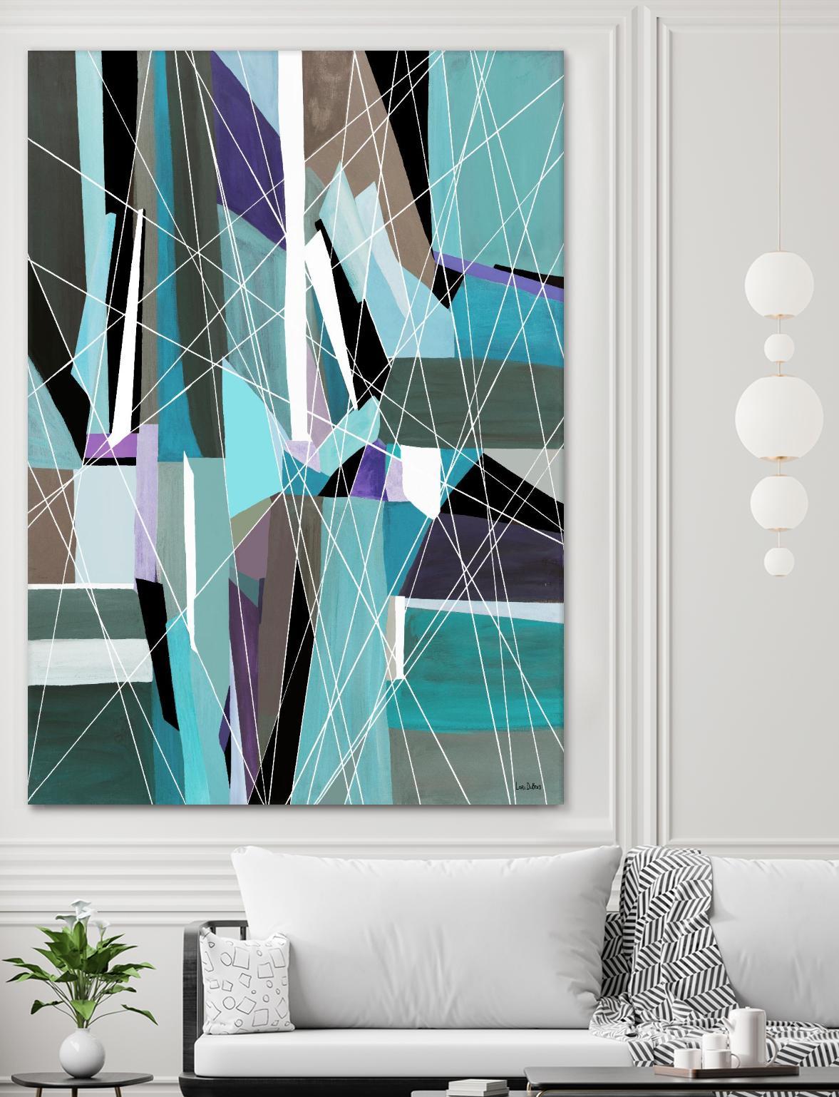 AquaGlass by Lori Dubois on GIANT ART - aqua linear black & white