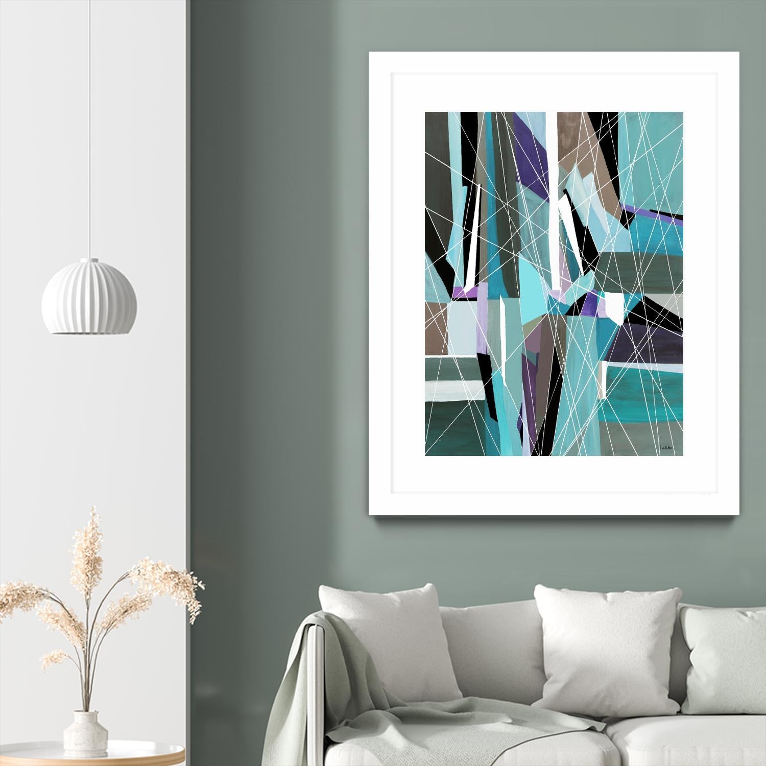 AquaGlass by Lori Dubois on GIANT ART - green linear aqua