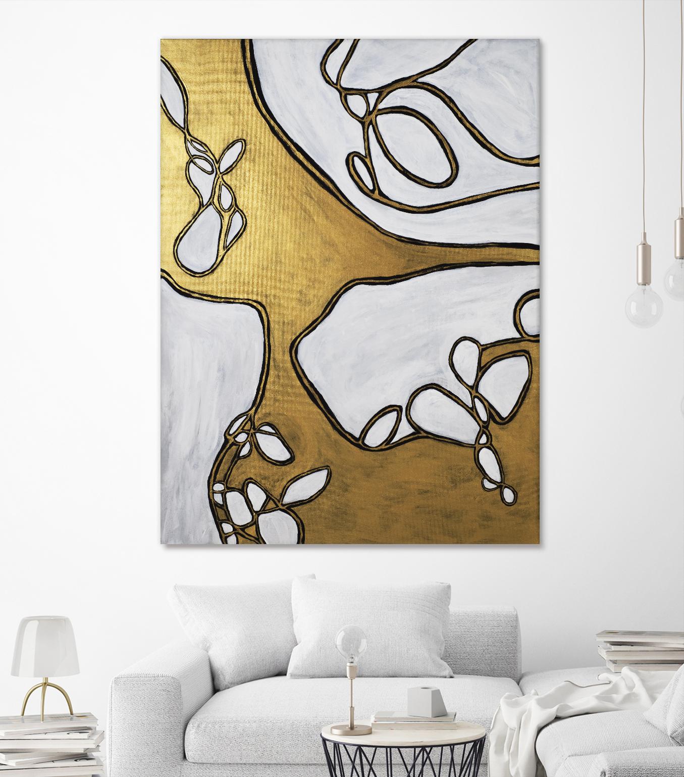 Mocha Latte -Gold - 1 by Lori Dubois on GIANT ART - gold linear