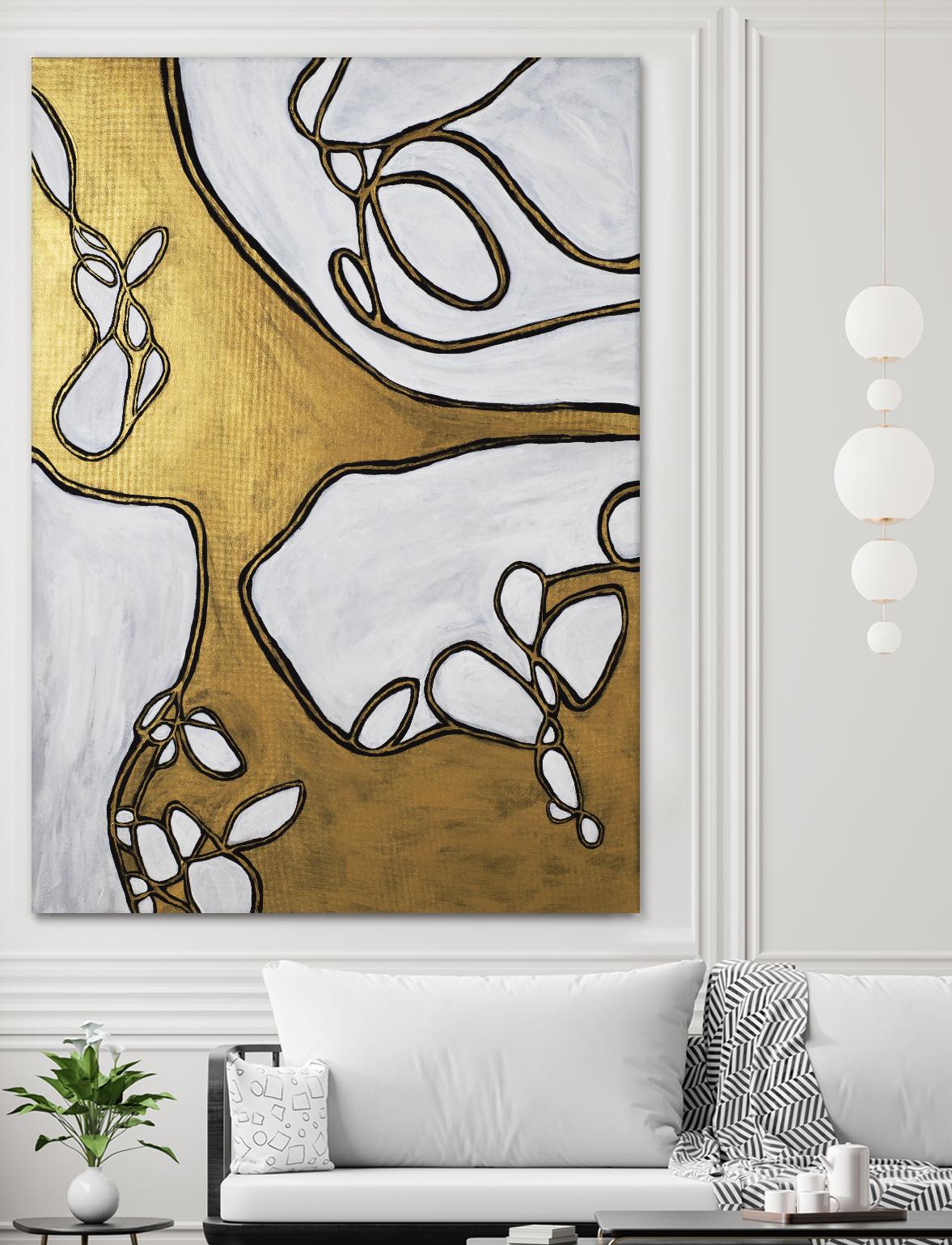 Mocha Latte -Gold - 1 by Lori Dubois on GIANT ART - gold linear