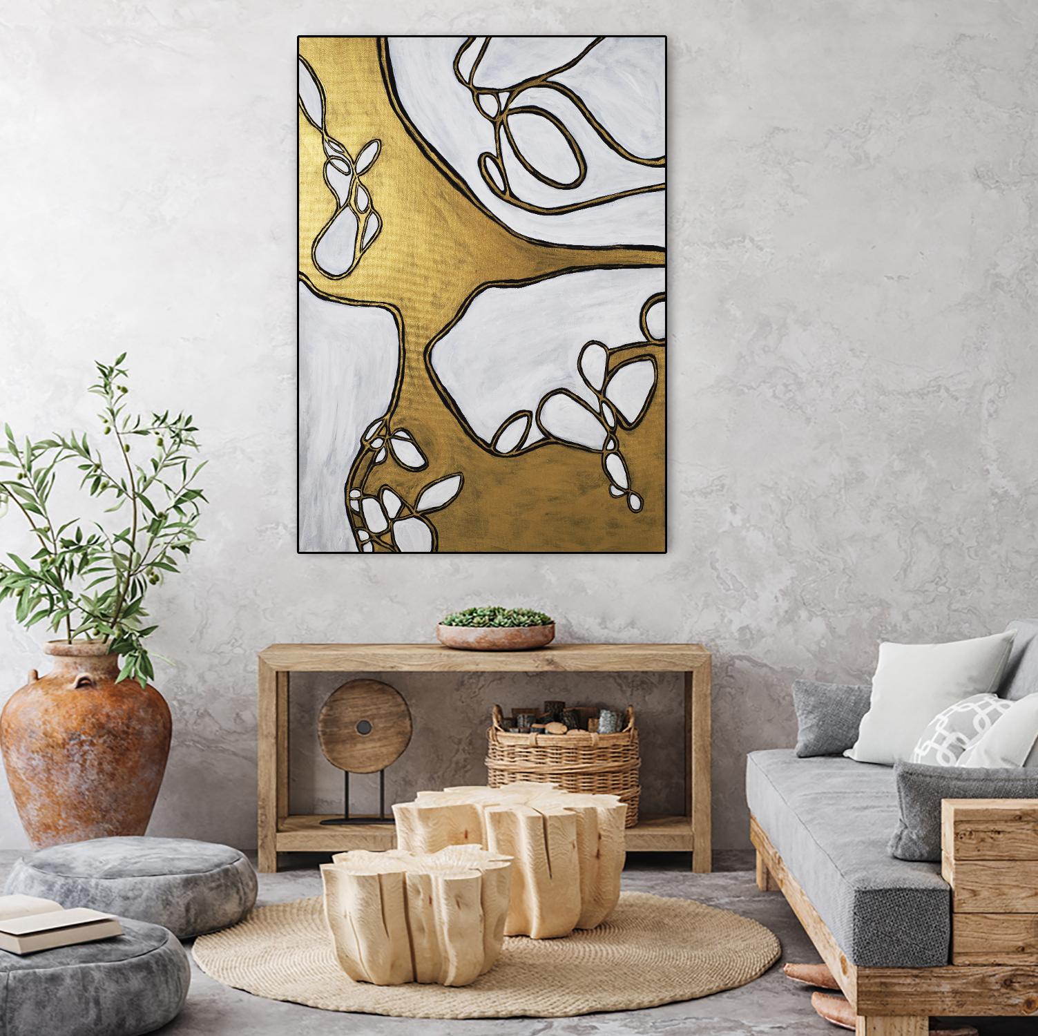Mocha Latte -Gold - 1 by Lori Dubois on GIANT ART - gold linear