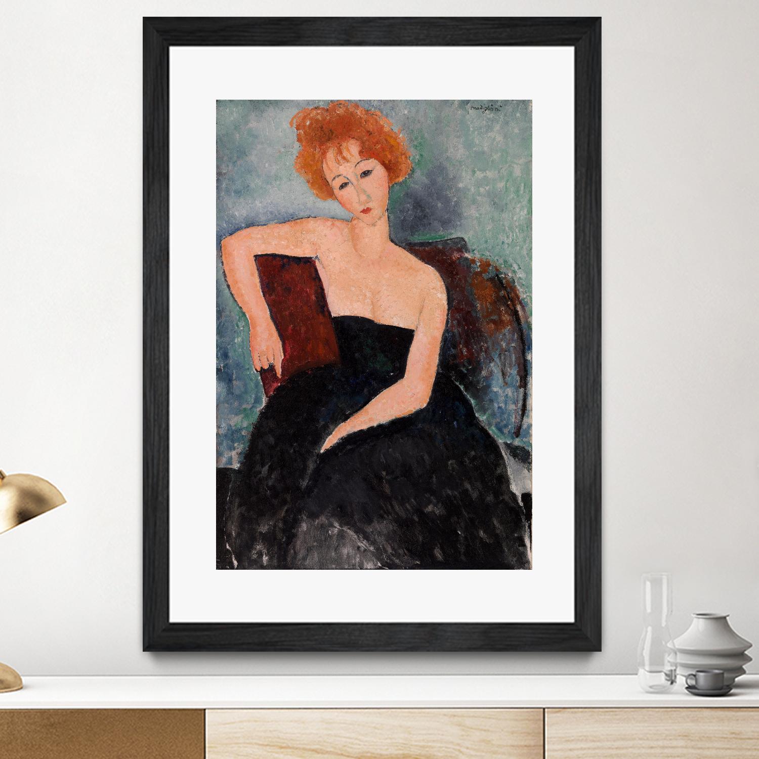 Redheaded Girl in Evening Dress by Amedeo Modigliani on GIANT ART - blue museums woman