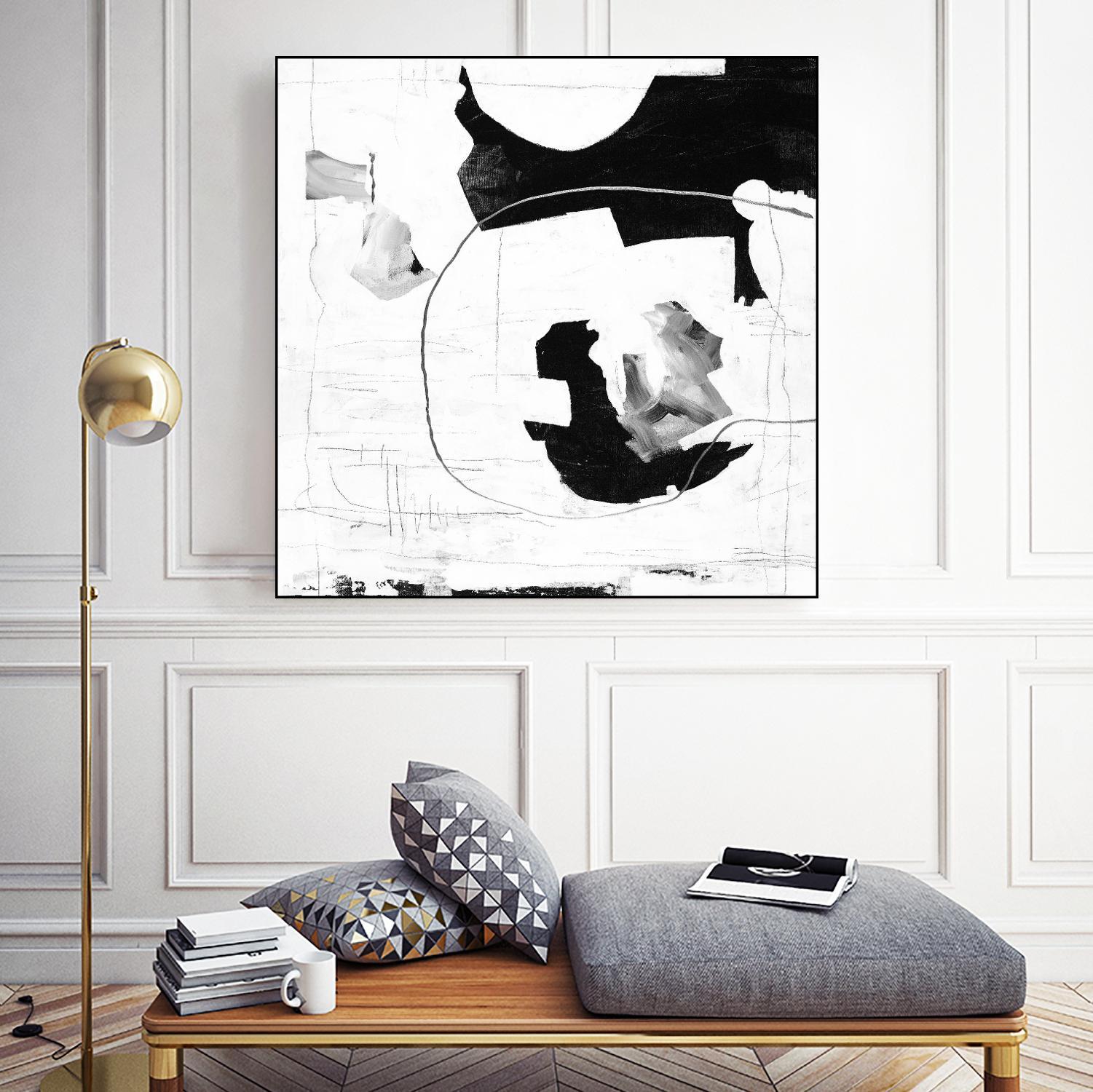 Traces of Silver III by Daleno Art on GIANT ART - black black&white abstrait