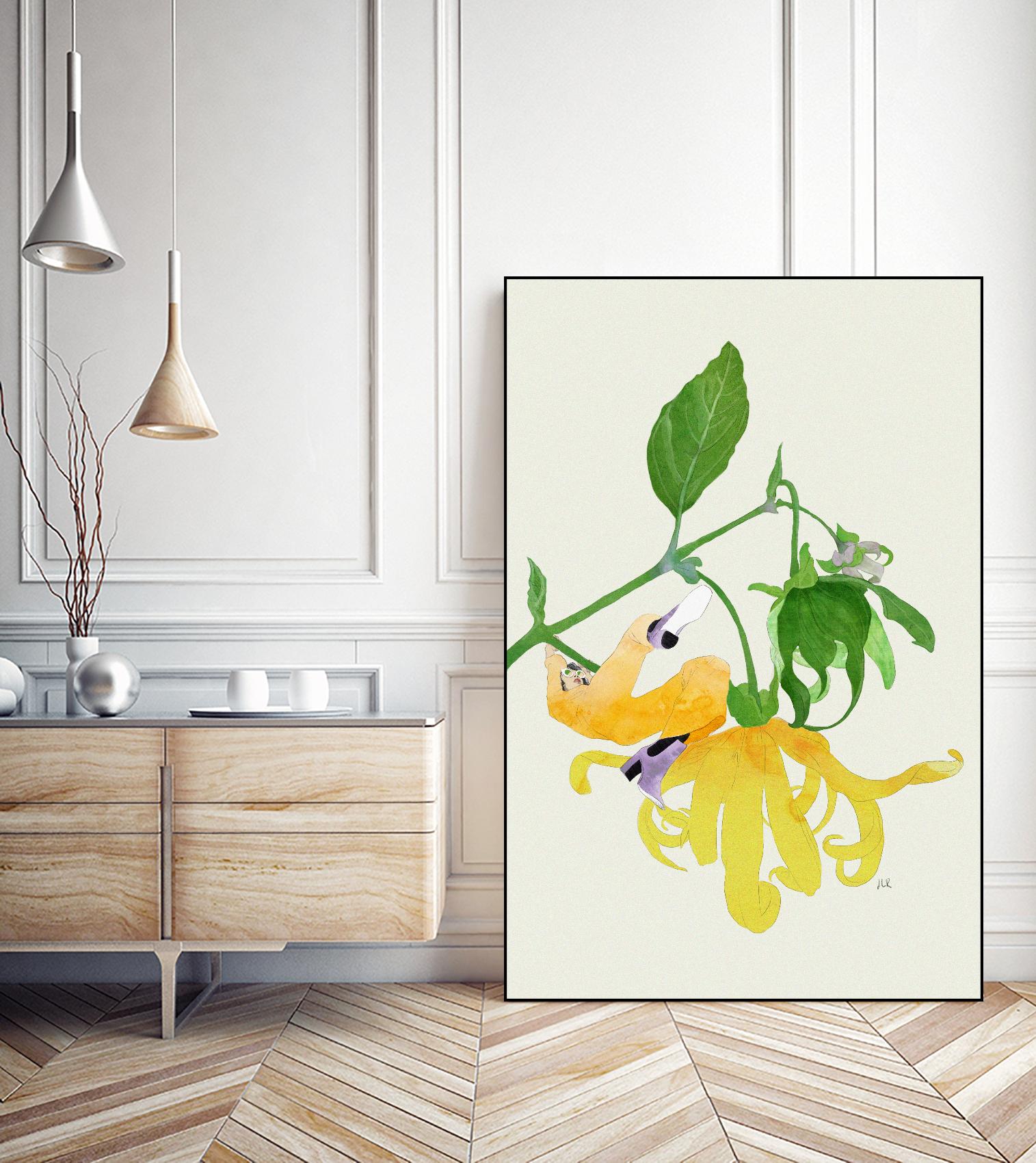 In the Garden Galaxy I by Jenny Iiz Rome on GIANT ART - beige botanical leaves