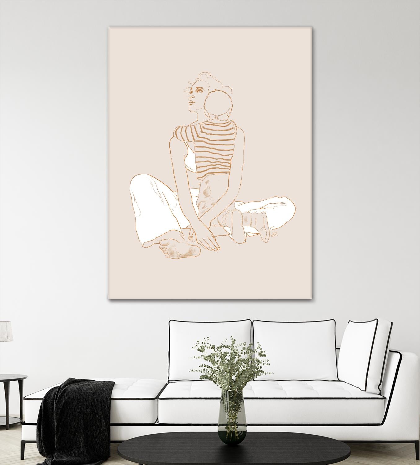 A mother and son by Jenny Liz Rome on GIANT ART - beige art for kids women and child