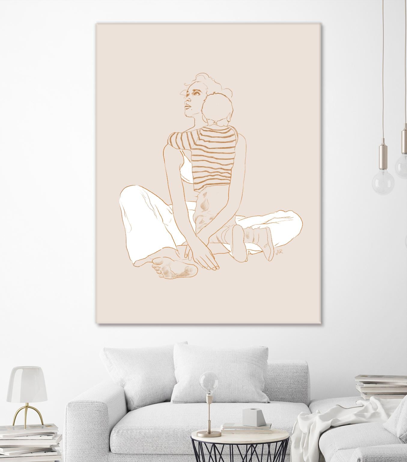A mother and son by Jenny Liz Rome on GIANT ART - beige art for kids women and child