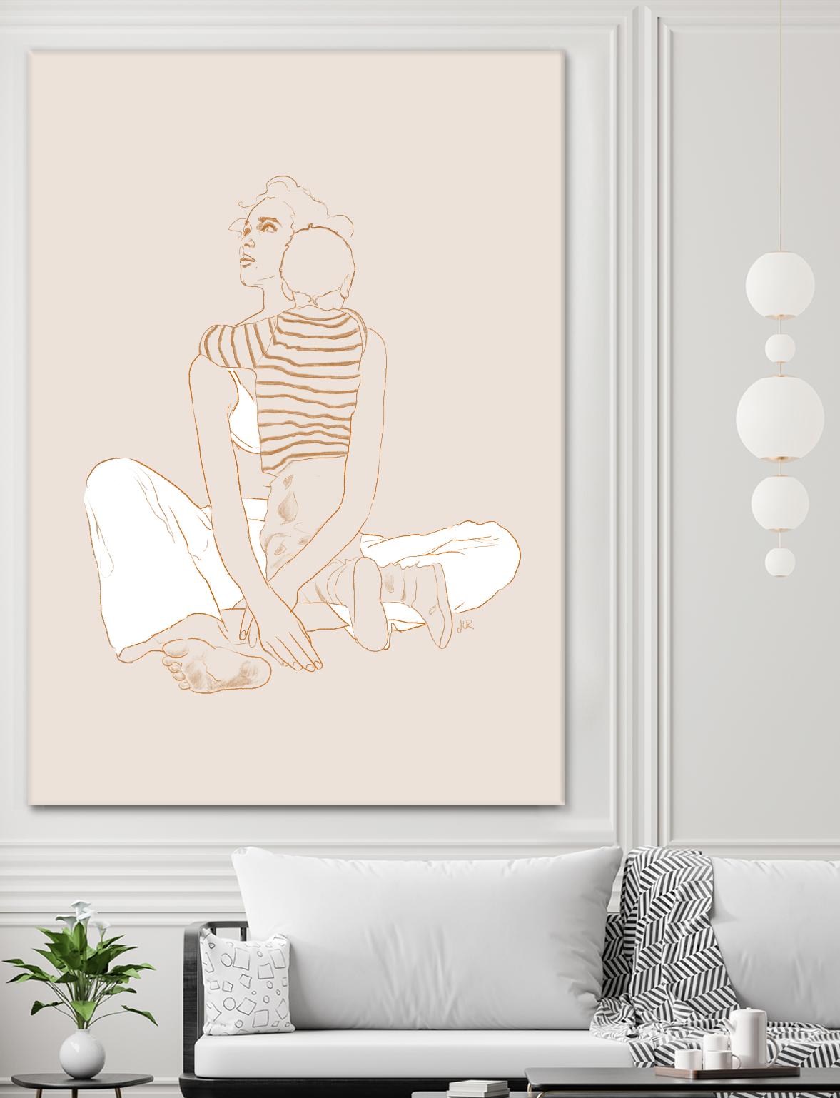 A mother and son by Jenny Liz Rome on GIANT ART - beige art for kids women and child