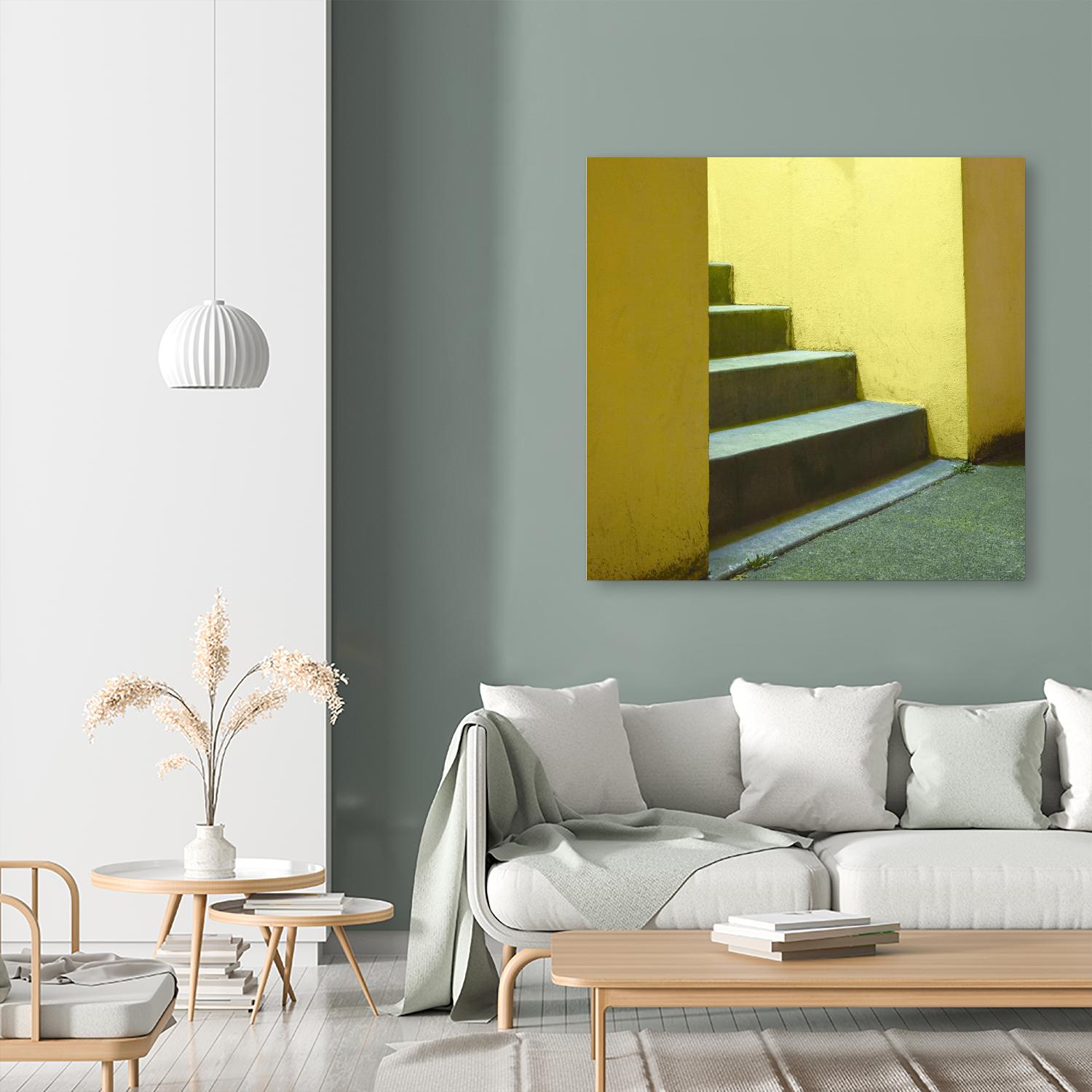 Yellow Stairway-recolor by Acer Images on GIANT ART - green photo art