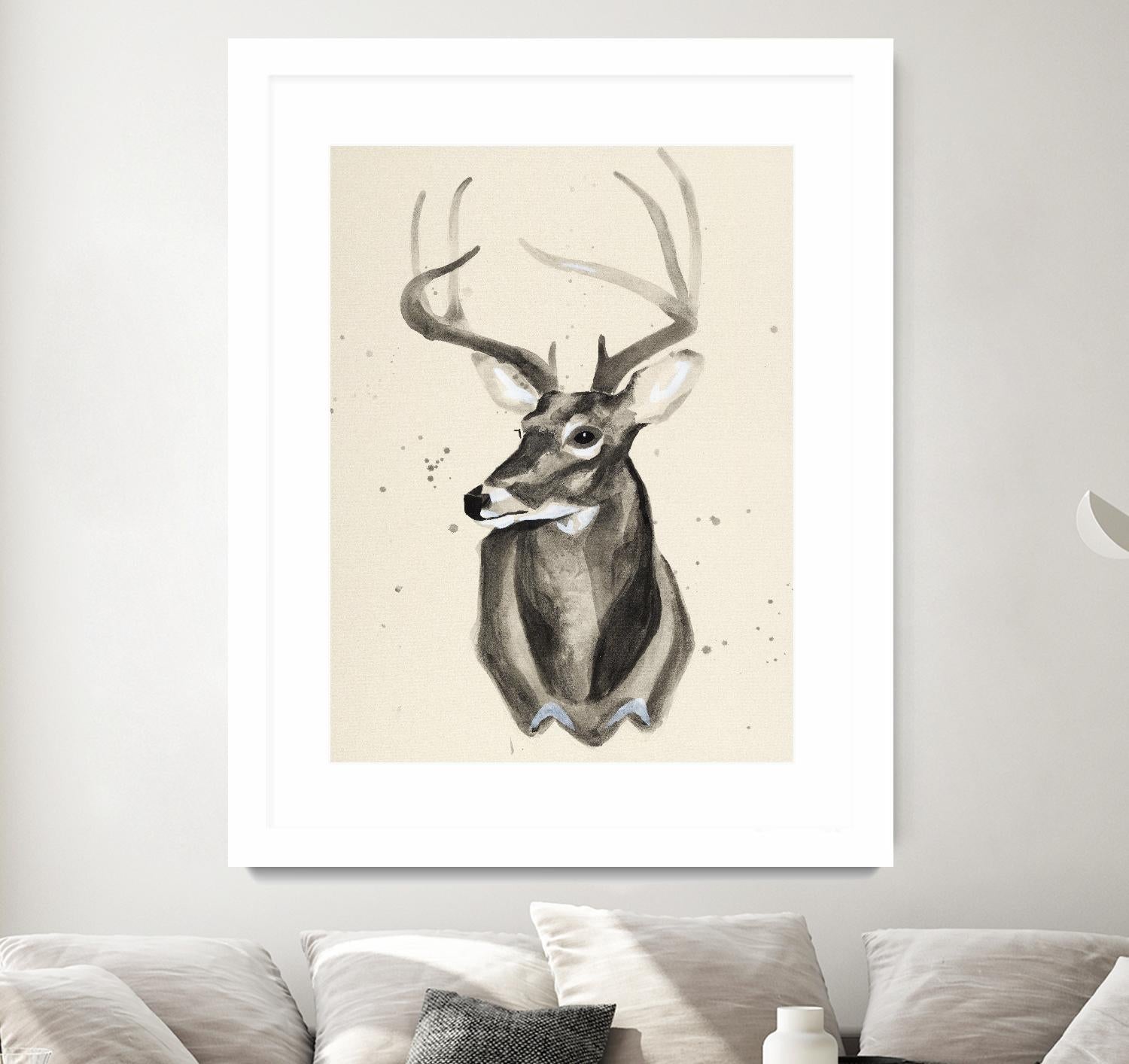 Watercolor Deer Head 3 by Ben Gordon on GIANT ART - beige animals