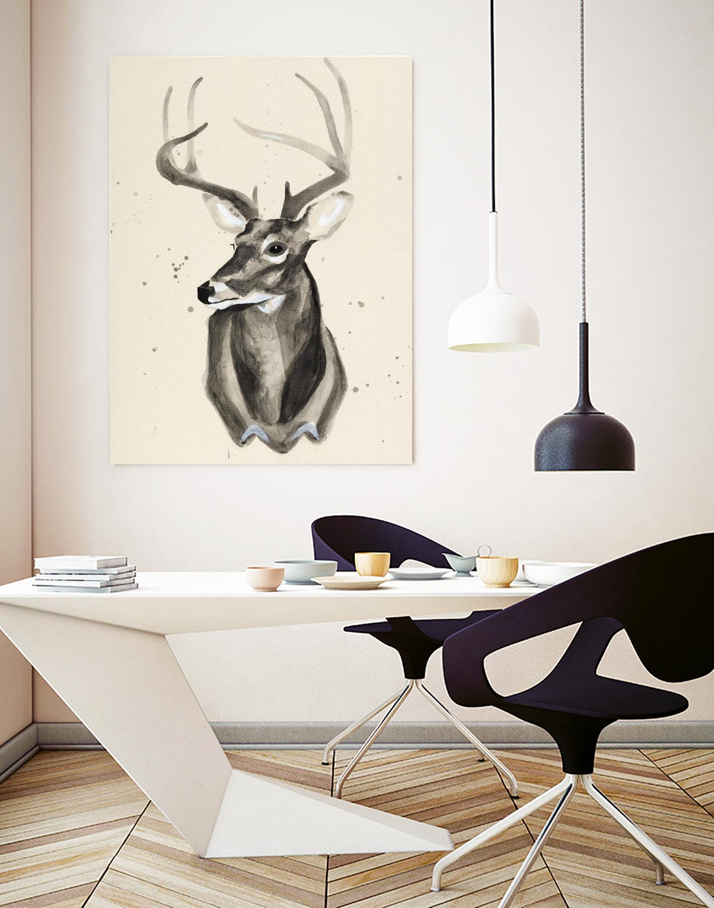 Watercolor Deer Head 3 by Ben Gordon on GIANT ART - beige animals
