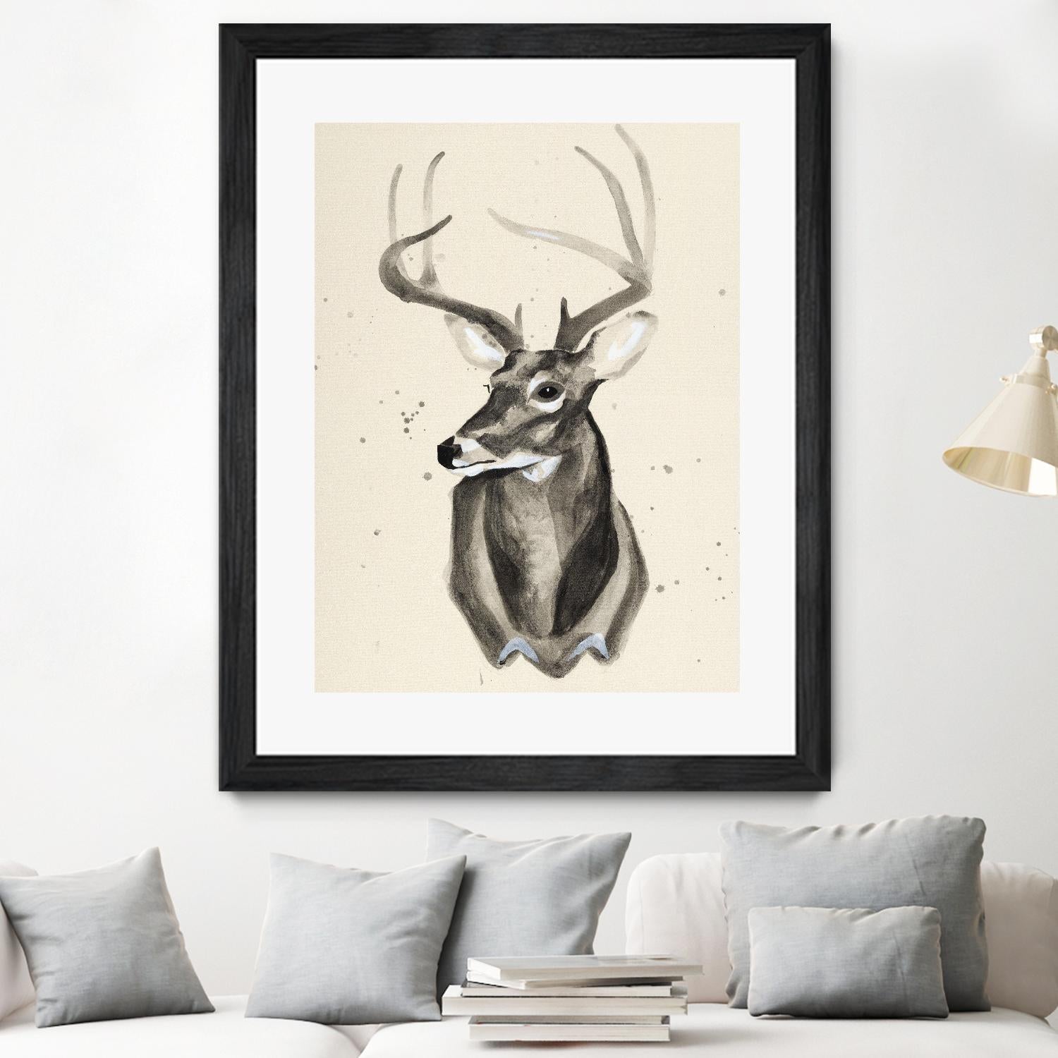 Watercolor Deer Head 3 by Ben Gordon on GIANT ART - beige animals