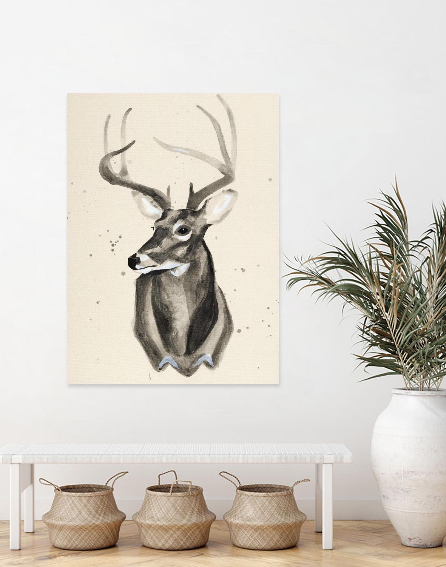 Watercolor Deer Head 3 by Ben Gordon on GIANT ART - beige animals