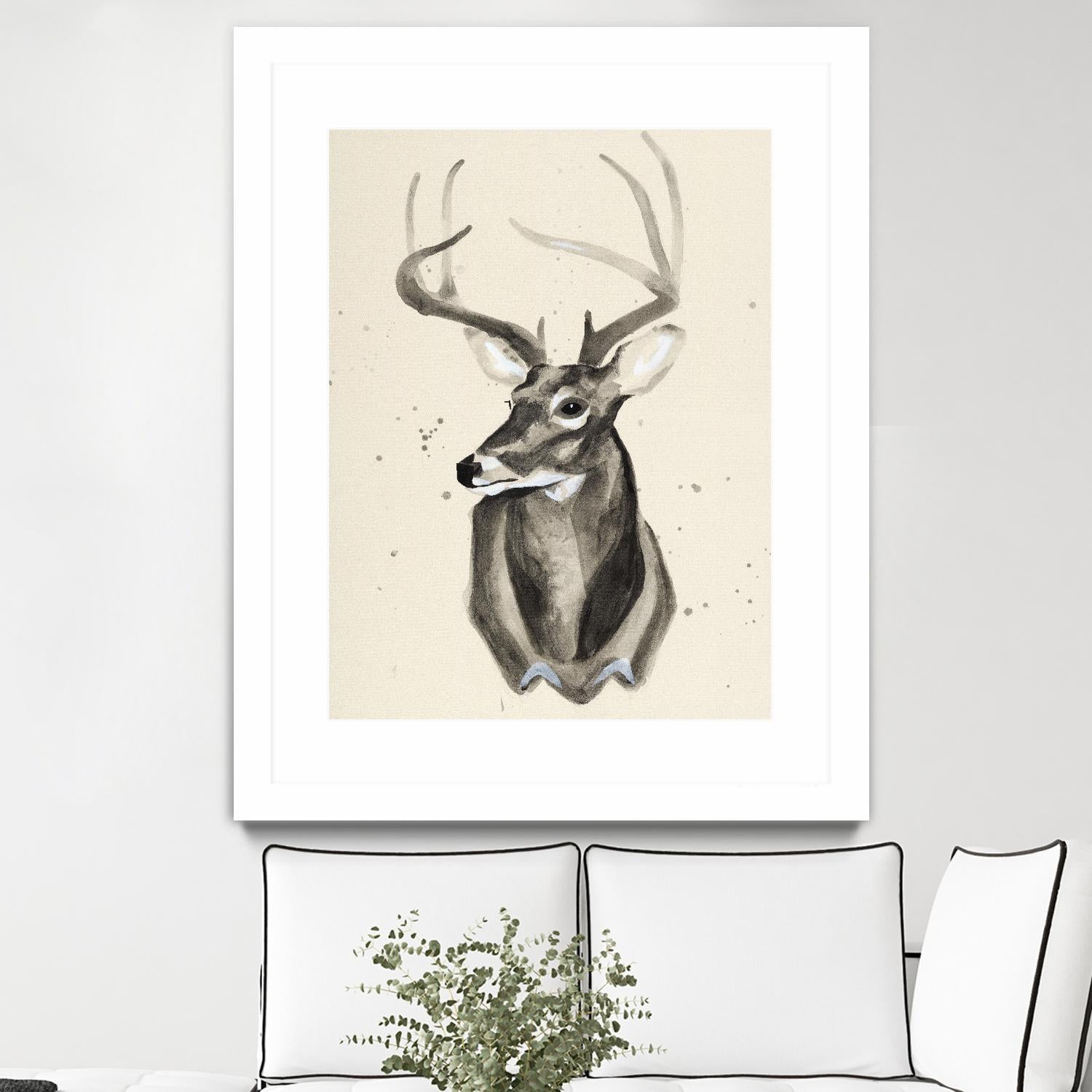 Watercolor Deer Head 3 by Ben Gordon on GIANT ART - beige animals