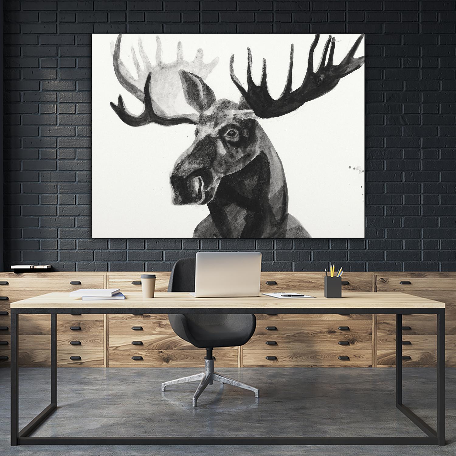Watercolor Moose by Ben Gordon on GIANT ART - black animals