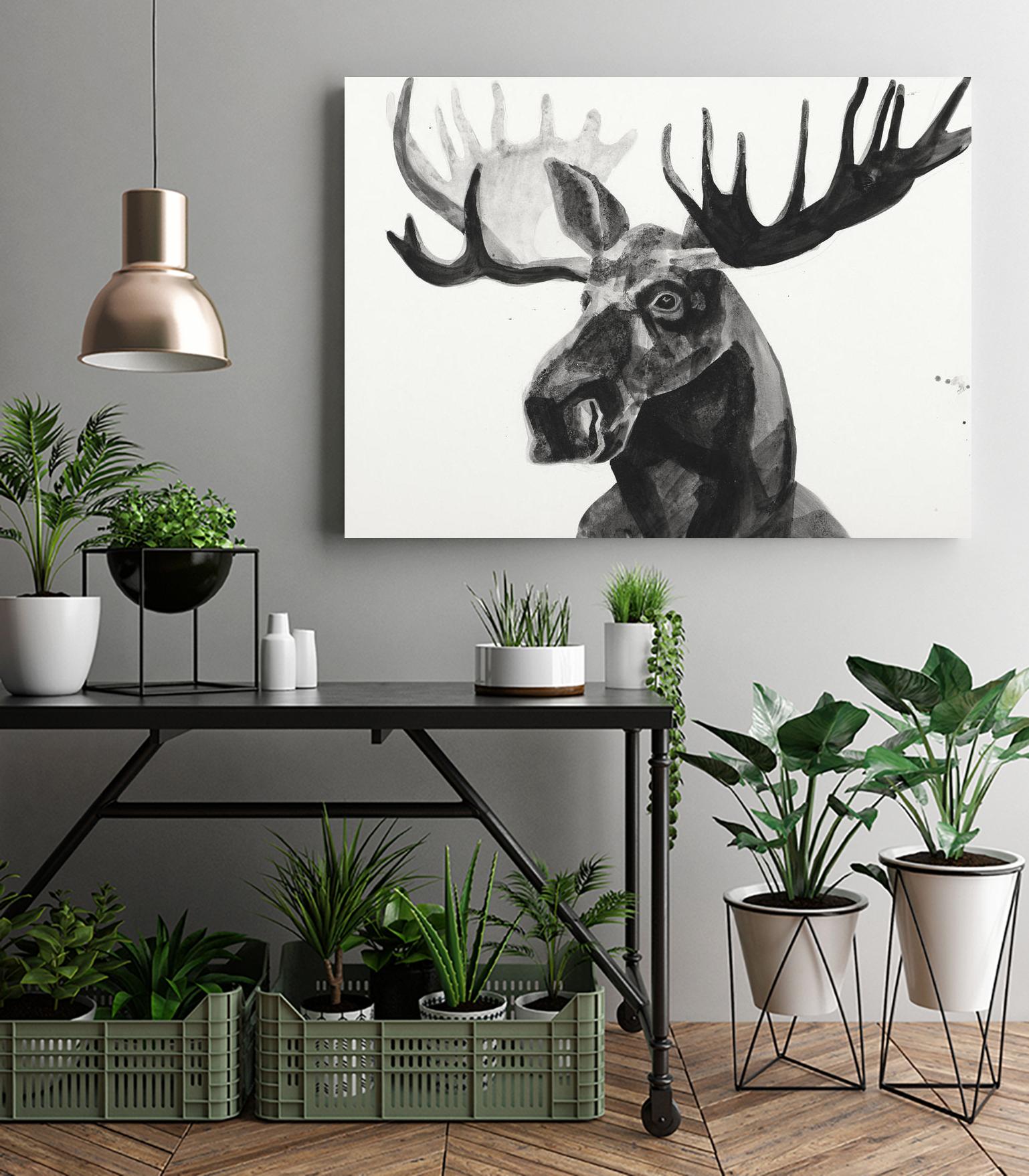 Watercolor Moose by Ben Gordon on GIANT ART - black animals