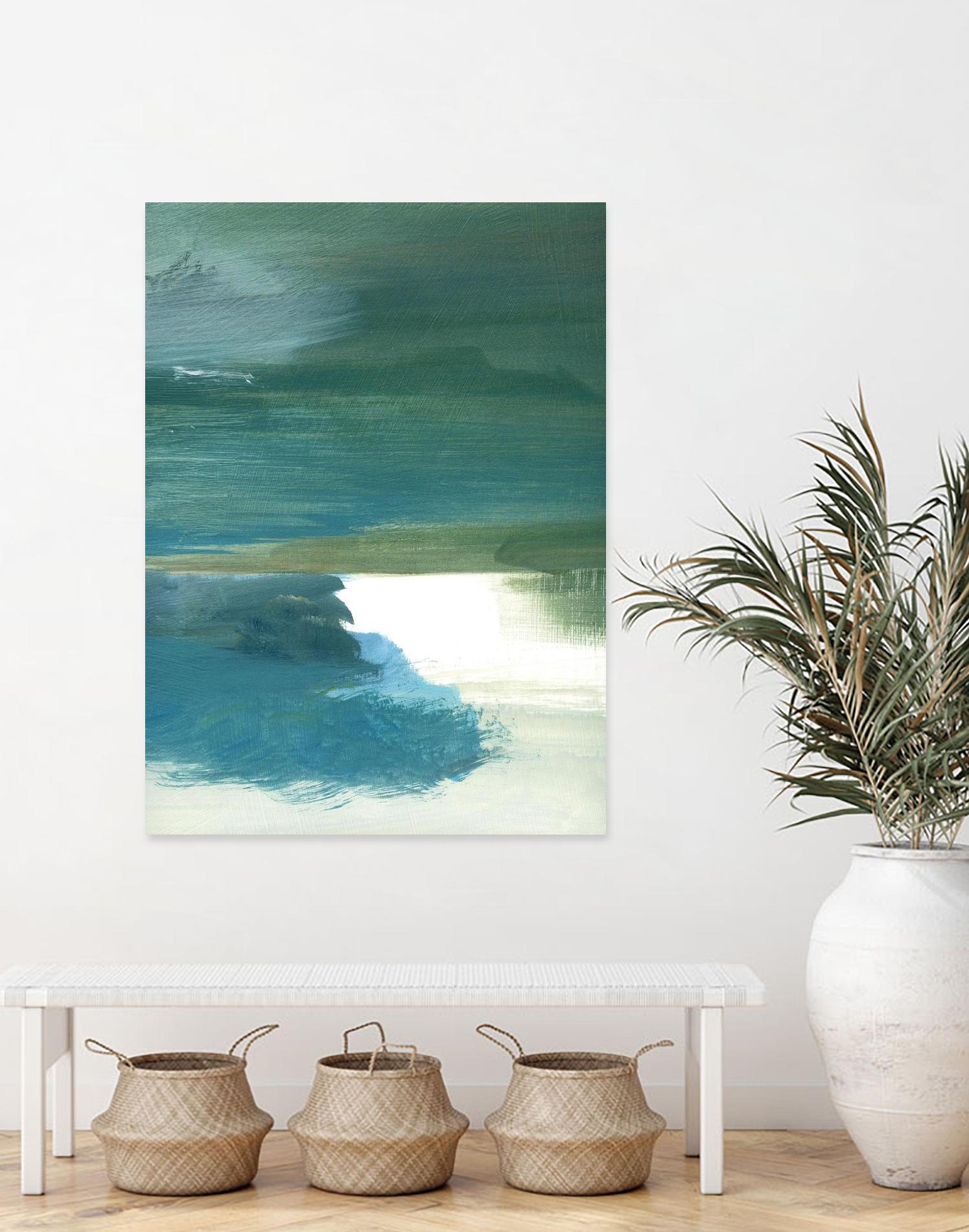 Coastal Seascapes C by THE Studio on GIANT ART - green abstract print beach house