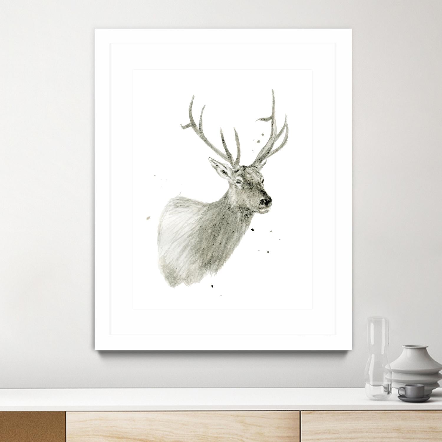 Buck Bust by Brenna Harvey on GIANT ART - white vintage deer