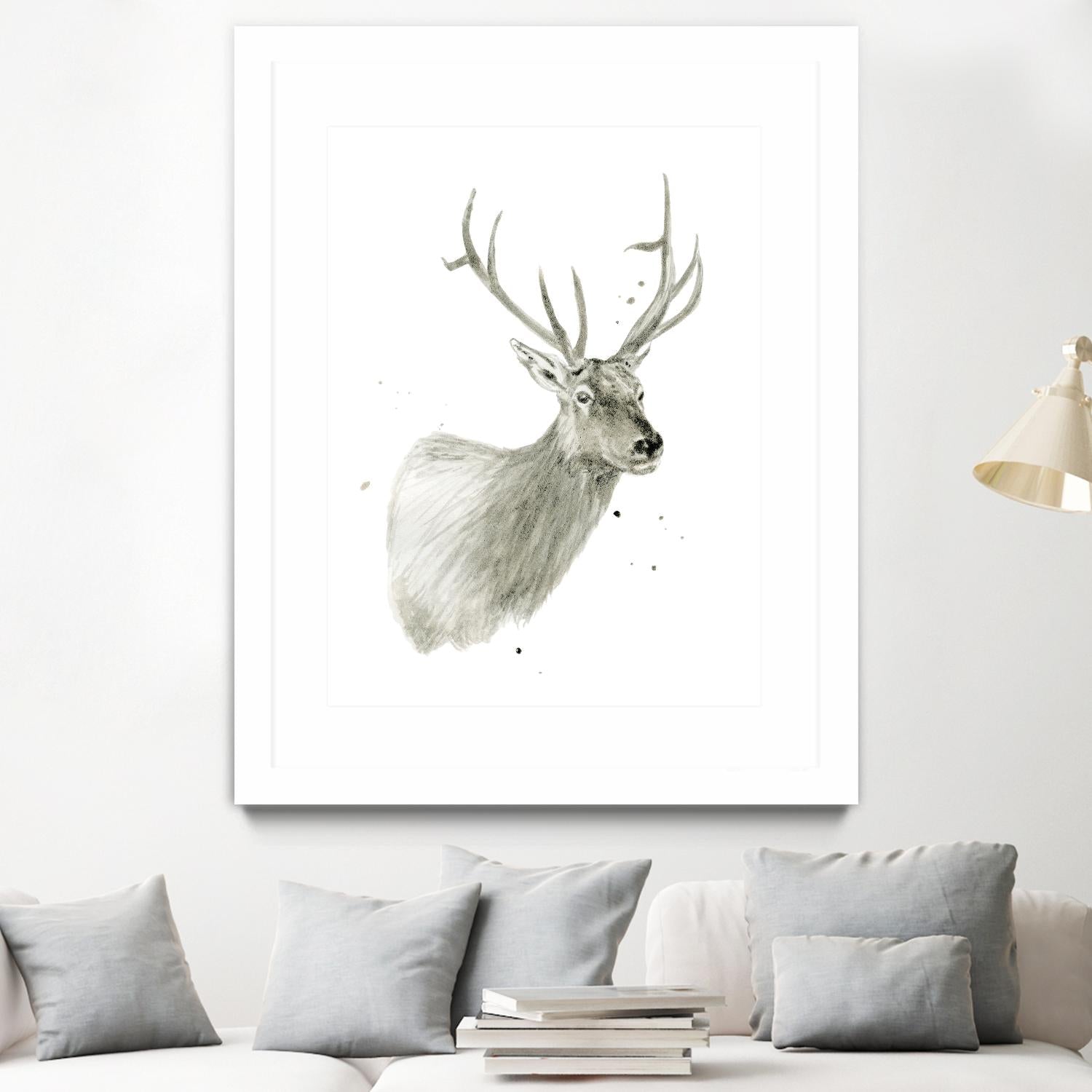 Buck Bust by Brenna Harvey on GIANT ART - white vintage deer