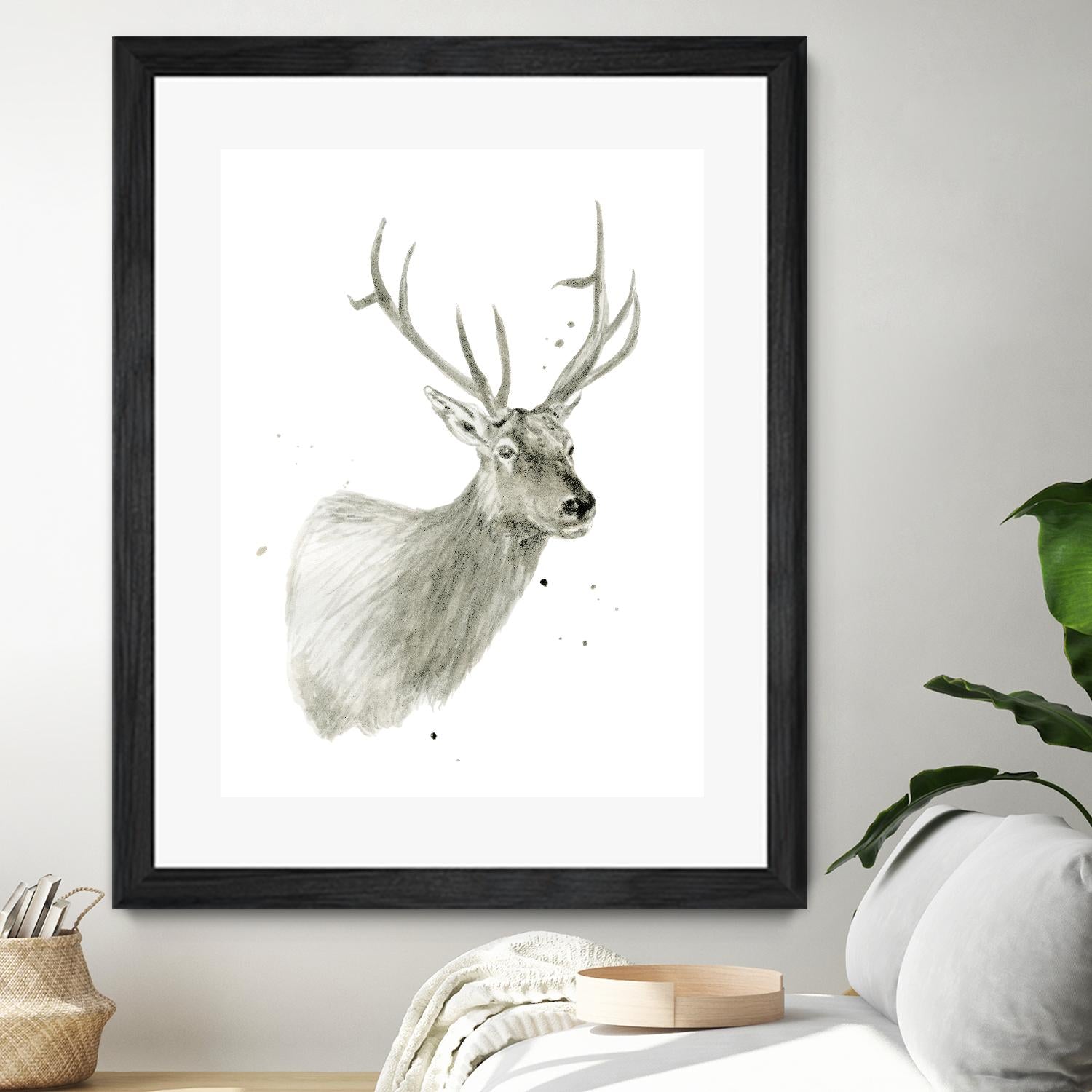 Buck Bust by Brenna Harvey on GIANT ART - white vintage deer