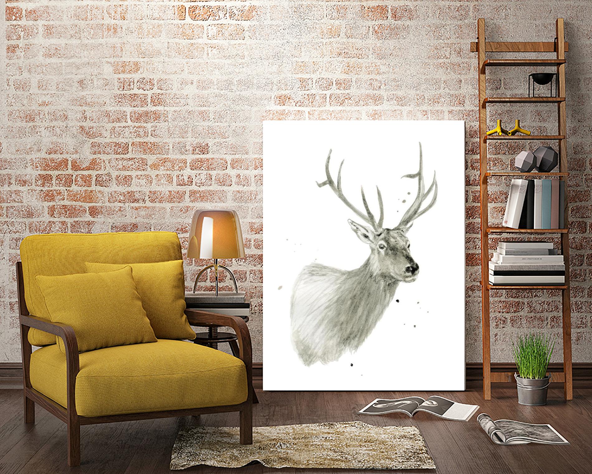 Buck Bust by Brenna Harvey on GIANT ART - white vintage deer