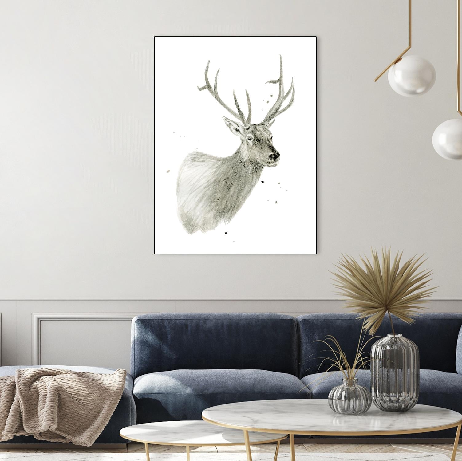 Buck Bust by Brenna Harvey on GIANT ART - grey vintage