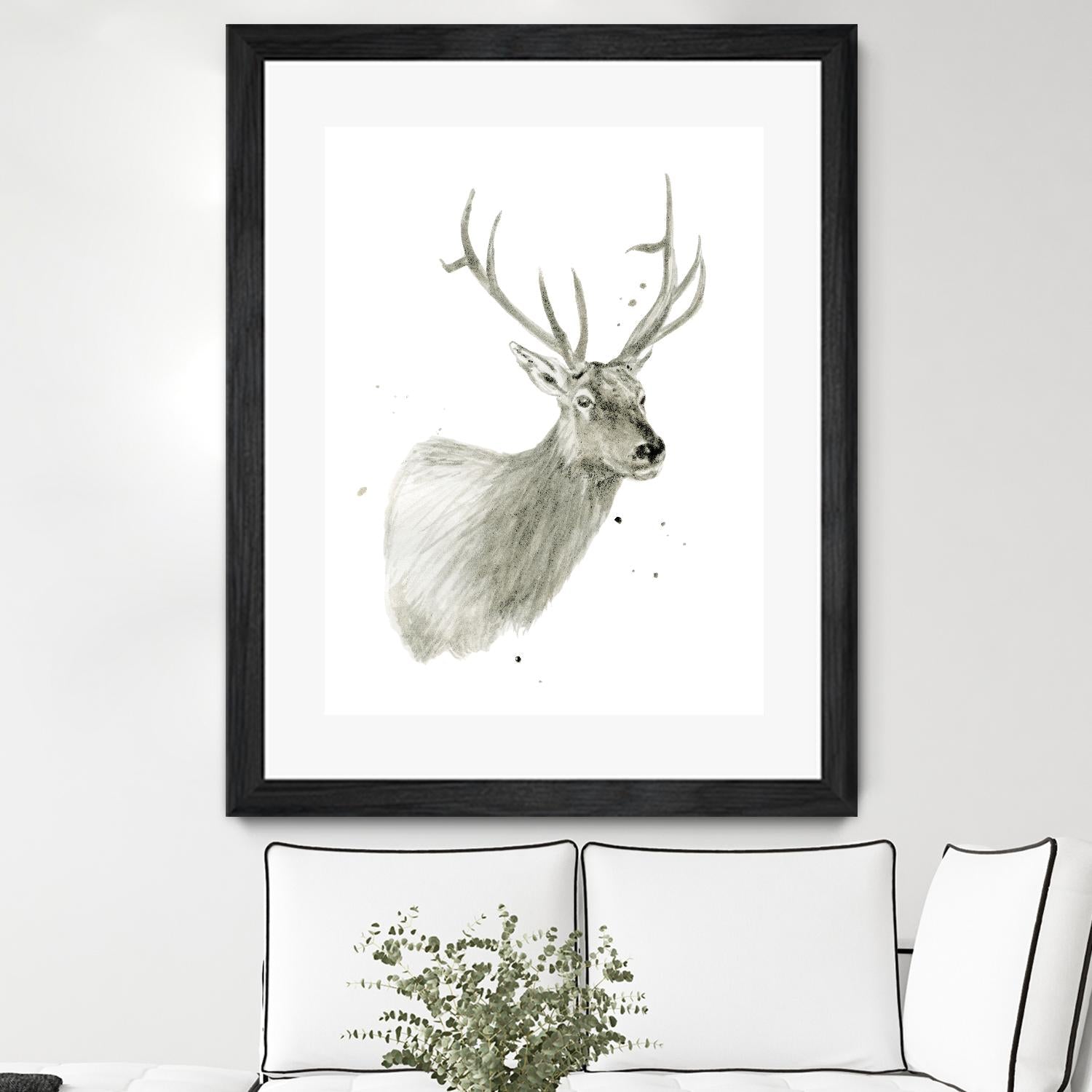 Buck Bust by Brenna Harvey on GIANT ART - white vintage deer