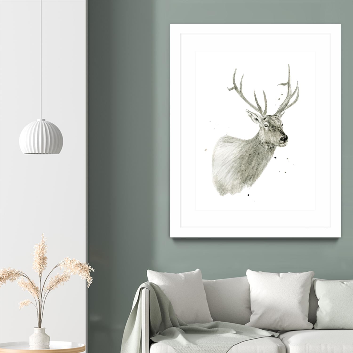 Buck Bust by Brenna Harvey on GIANT ART - white vintage deer