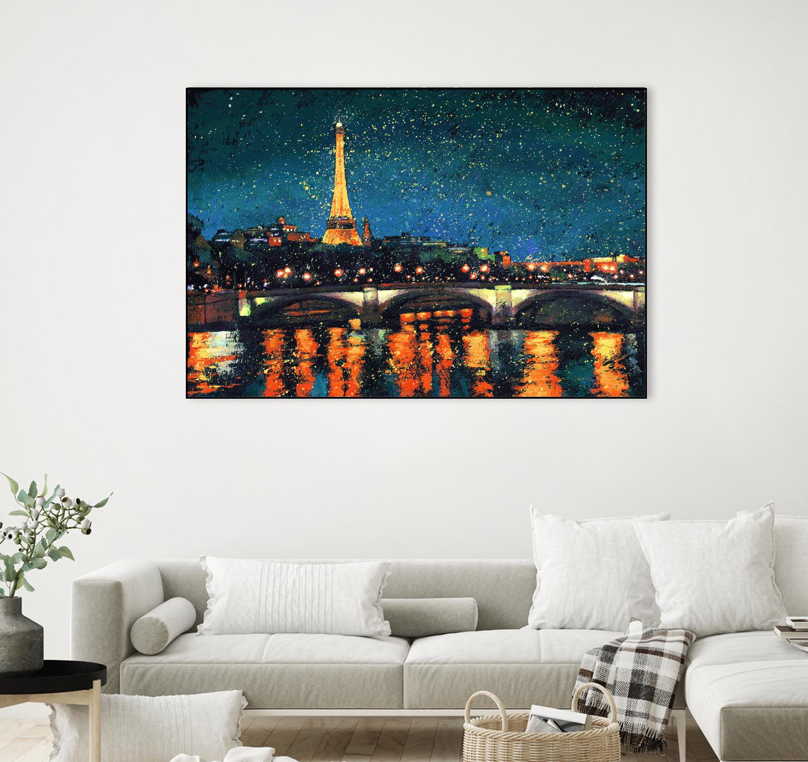 Paris Nights Blue I by James Wiens on GIANT ART - yellow city scene