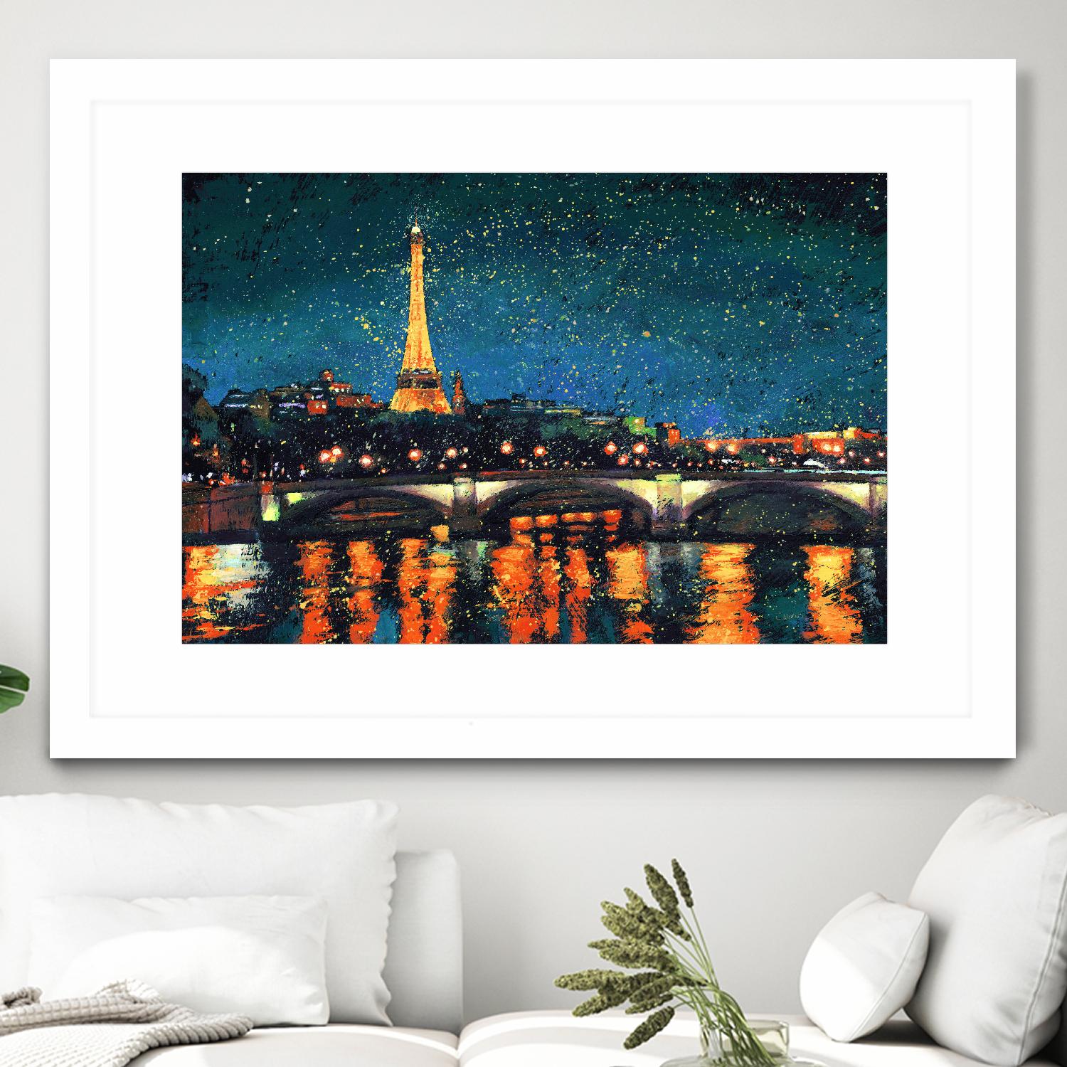 Paris Nights Blue I by James Wiens on GIANT ART - blue architecture eiffel tower