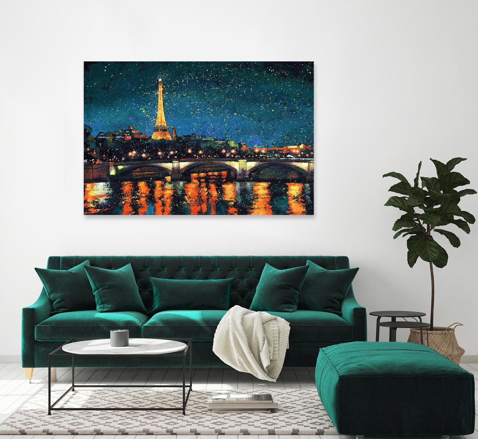Paris Nights Blue I by James Wiens on GIANT ART - blue architecture eiffel tower