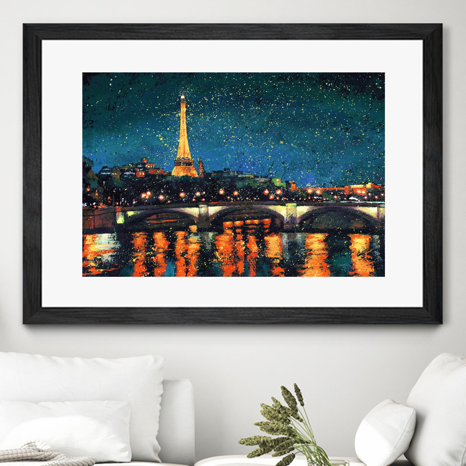 Paris Nights Blue I by James Wiens on GIANT ART - blue architecture eiffel tower