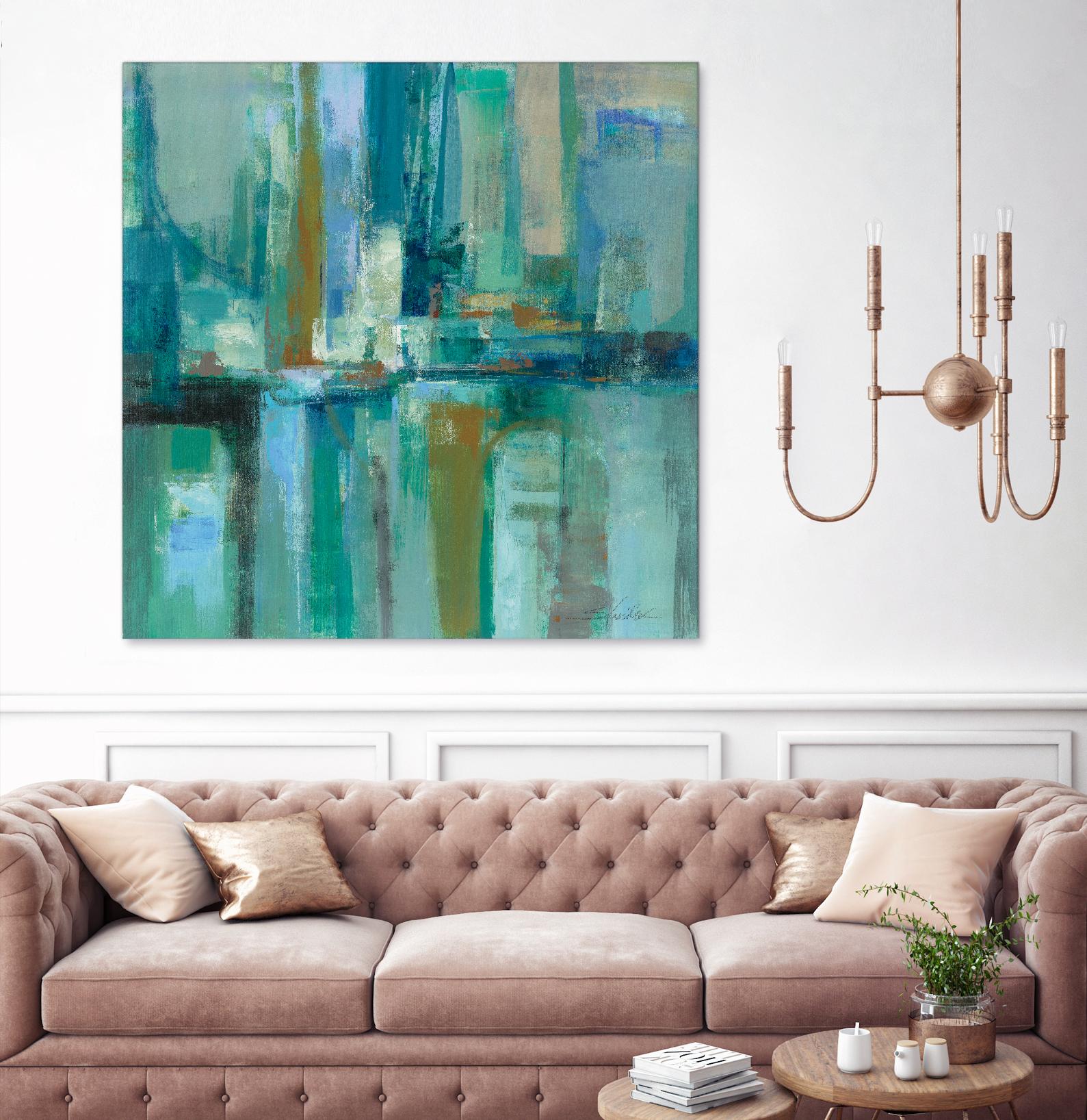A Walk in the Rain by Silvia Vassileva on GIANT ART - turquoise abstract