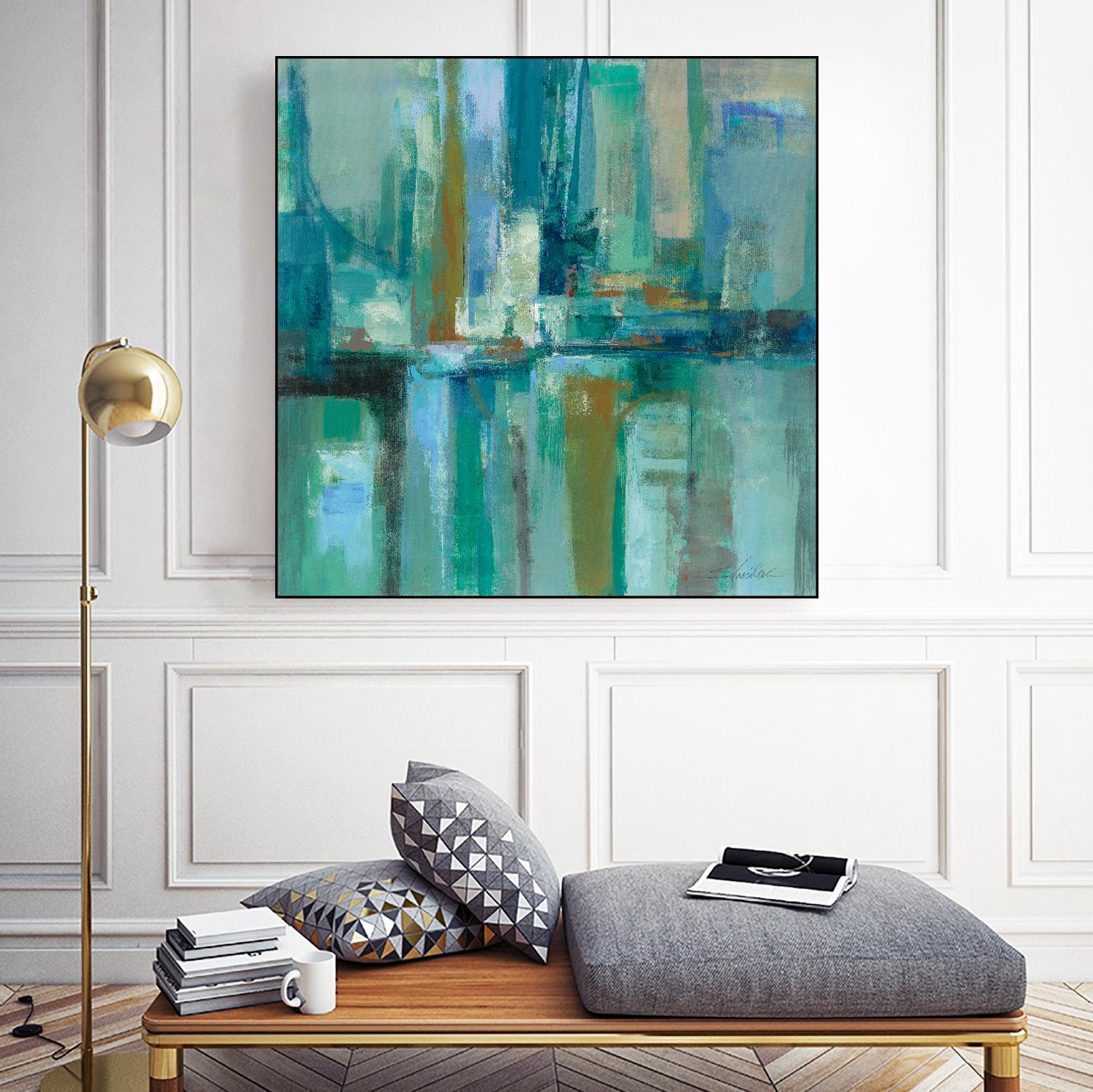 A Walk in the Rain by Silvia Vassileva on GIANT ART - turquoise abstract