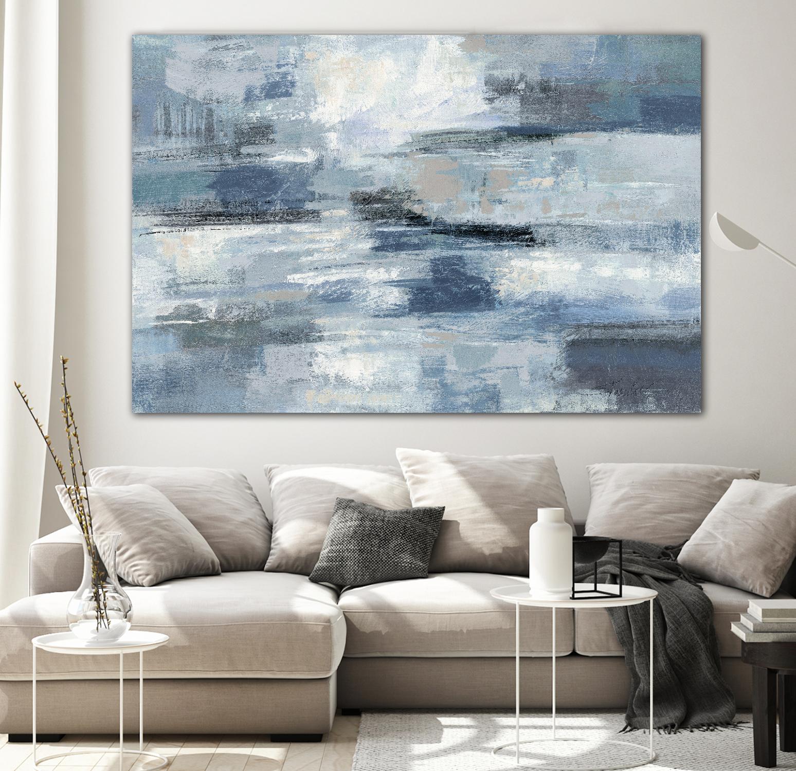 Clear Water Indigo and Gray by Silvia Vassileva on GIANT ART - white abstract