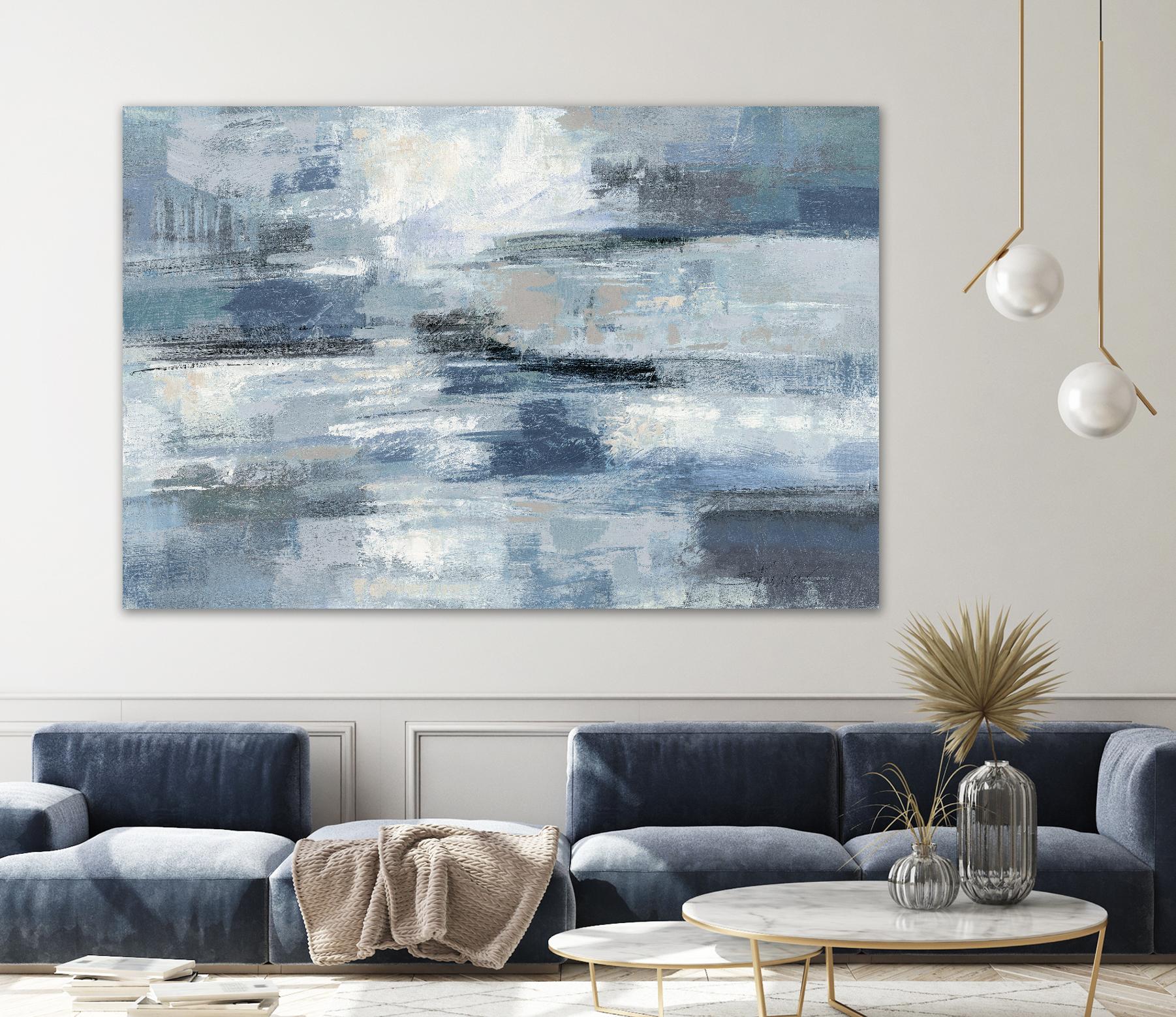 Clear Water Indigo and Gray by Silvia Vassileva on GIANT ART - white abstract