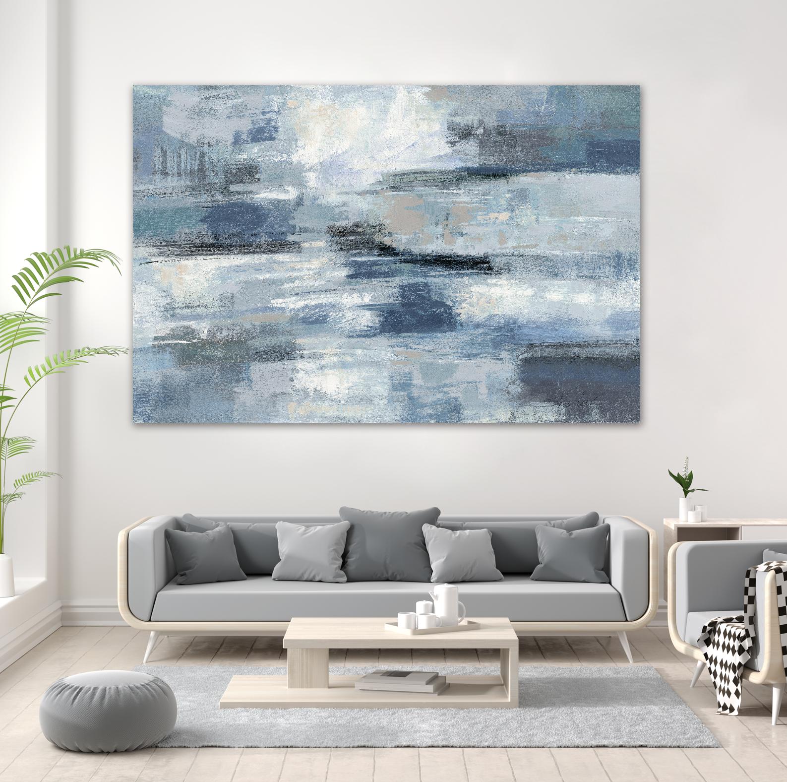 Clear Water Indigo and Gray by Silvia Vassileva on GIANT ART - white abstract