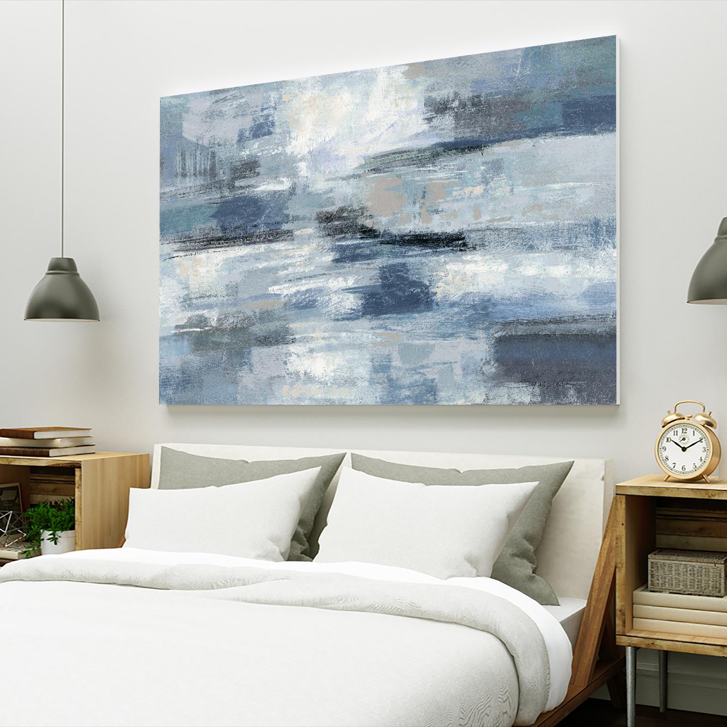Clear Water Indigo and Gray by Silvia Vassileva on GIANT ART - white abstract
