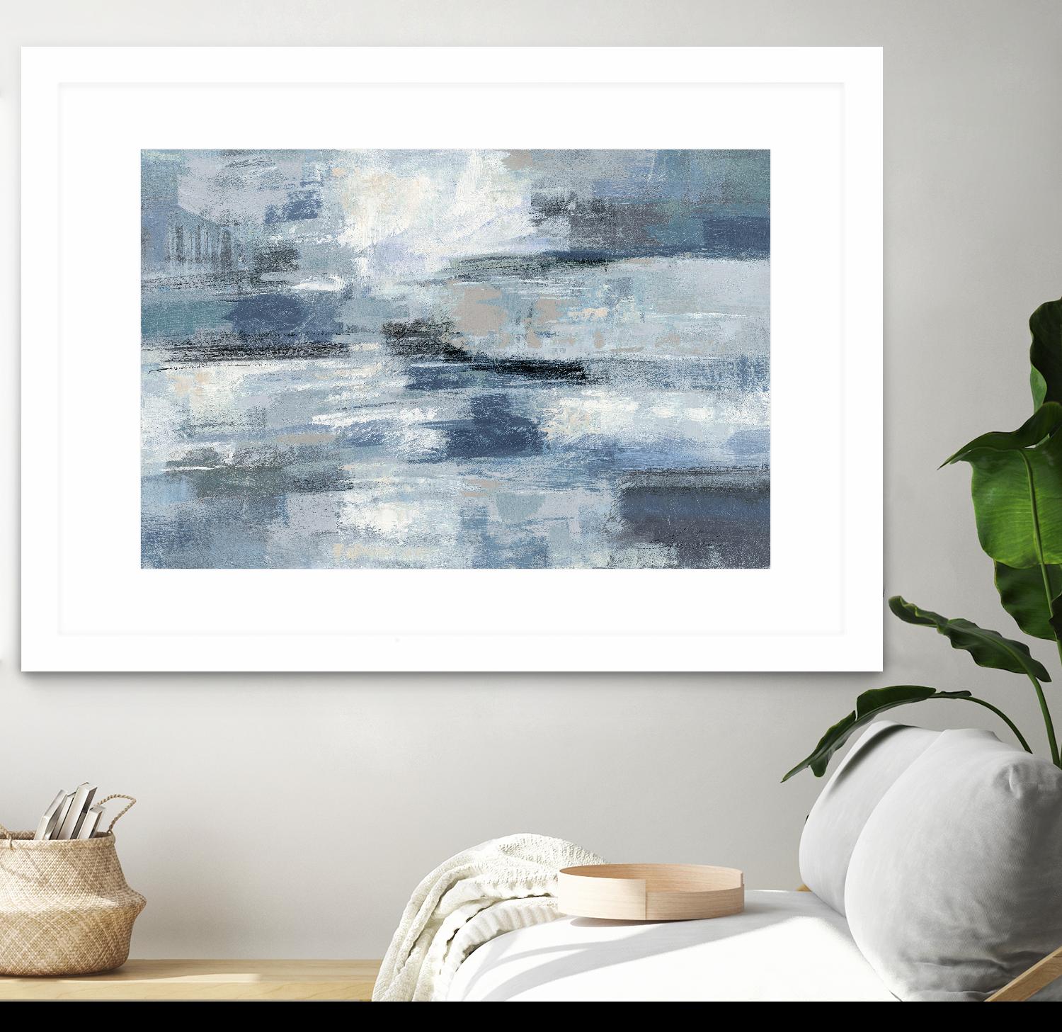 Clear Water Indigo and Gray by Silvia Vassileva on GIANT ART - white abstract