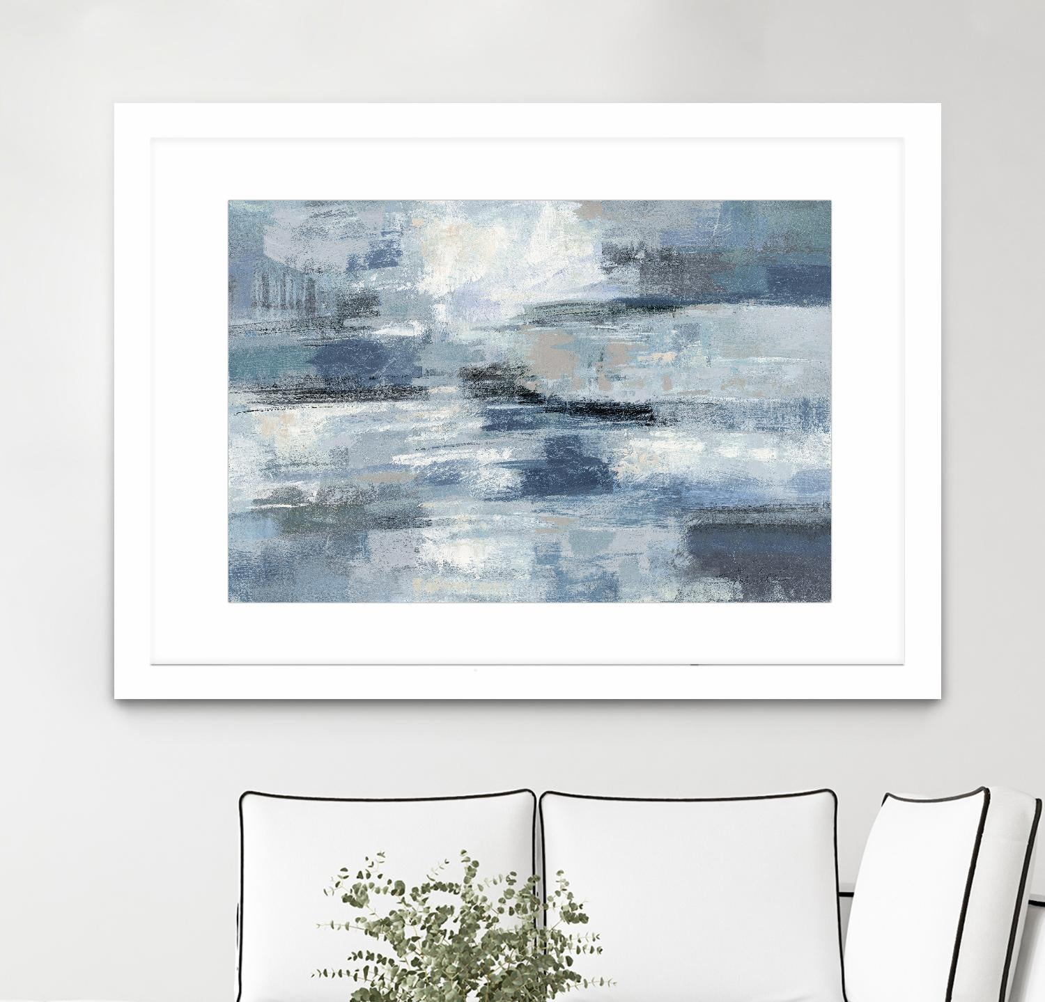 Clear Water Indigo and Gray by Silvia Vassileva on GIANT ART - white abstract