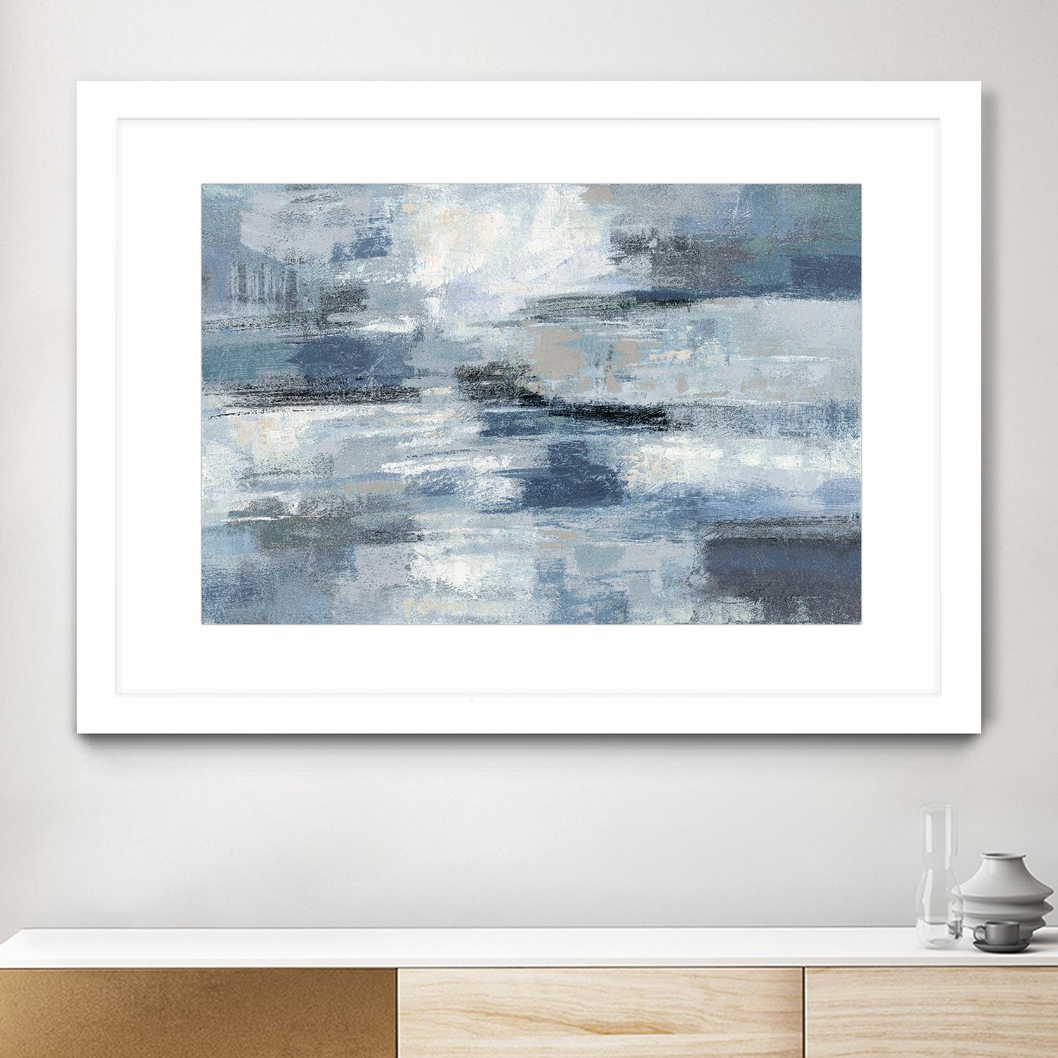 Clear Water Indigo and Gray by Silvia Vassileva on GIANT ART - white abstract