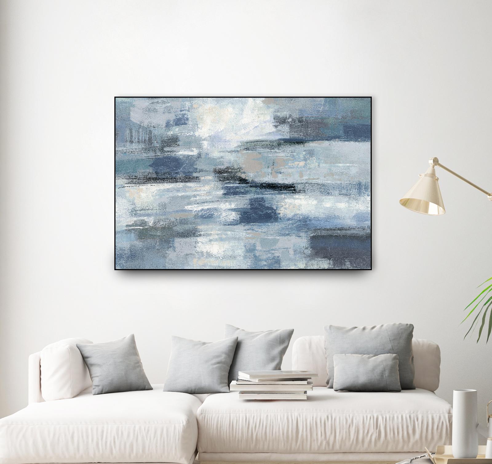 Clear Water Indigo and Gray by Silvia Vassileva on GIANT ART - white abstract