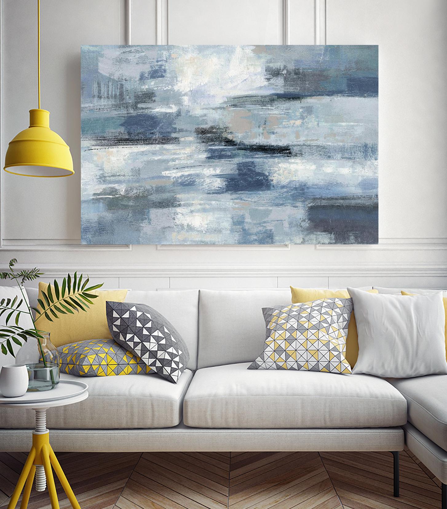 Clear Water Indigo and Gray by Silvia Vassileva on GIANT ART - white abstract