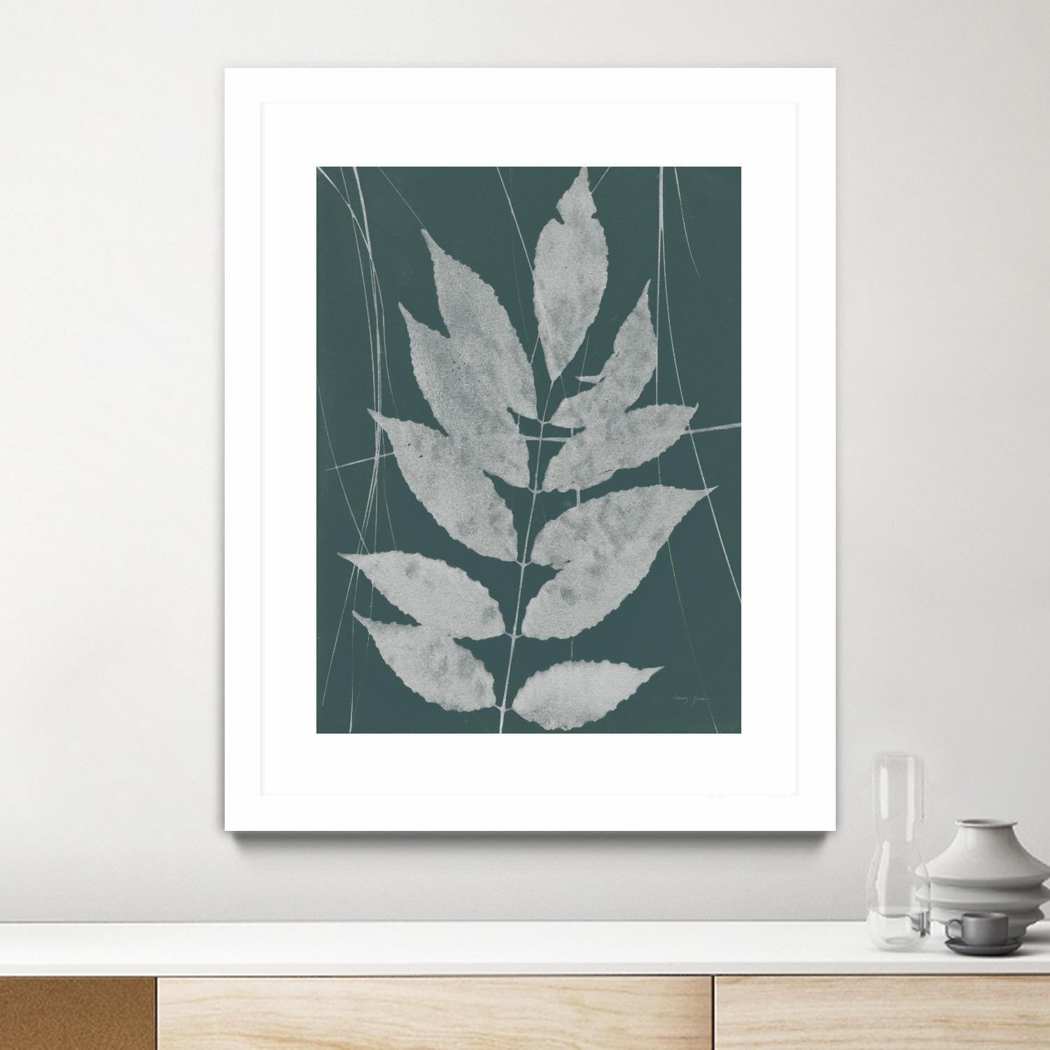 Enchanted Fall Cyanotype IX by Nancy Green on GIANT ART - green botanical photograph