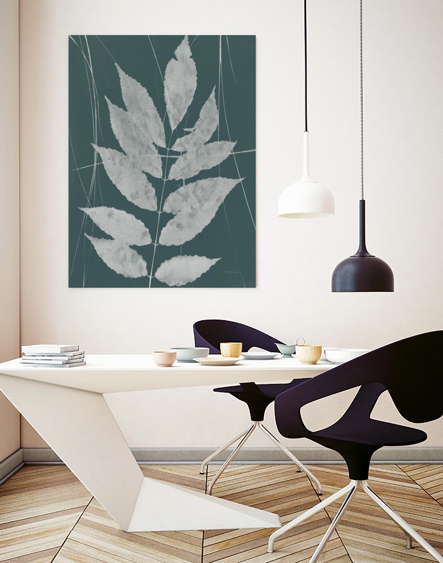 Enchanted Fall Cyanotype IX by Nancy Green on GIANT ART - green botanical photograph